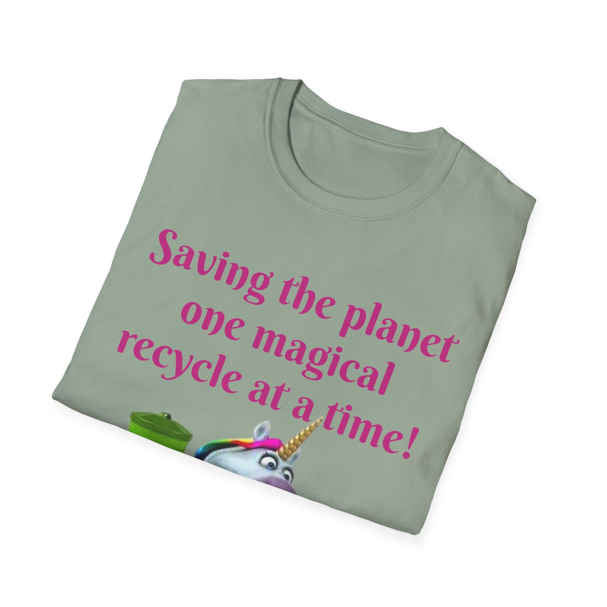 Saving The Planet One Magical Recycle At A Time! Unicorn Unisex Softstyle T-Shirt