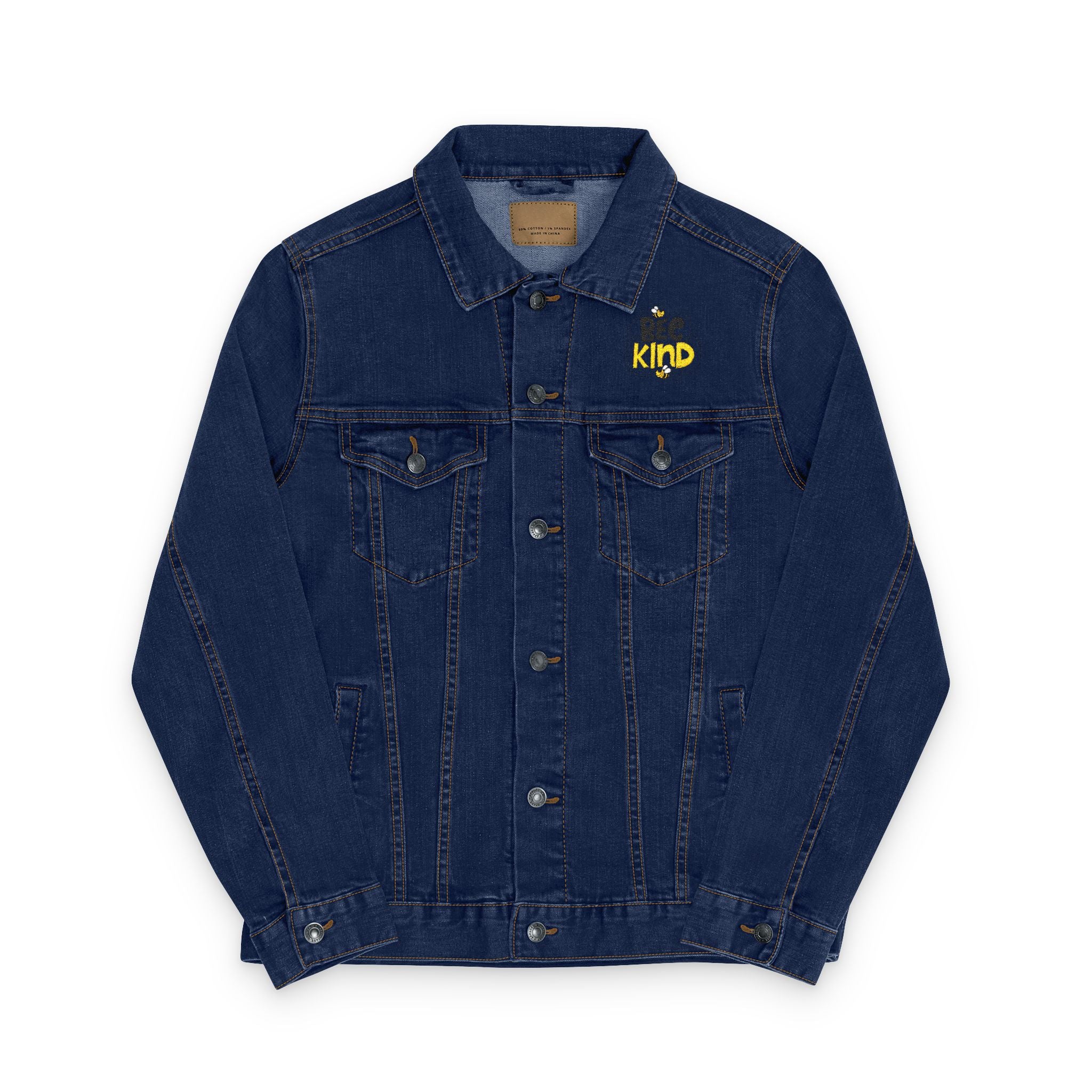 Bee Kind Unisex Embroidered Denim Jacket