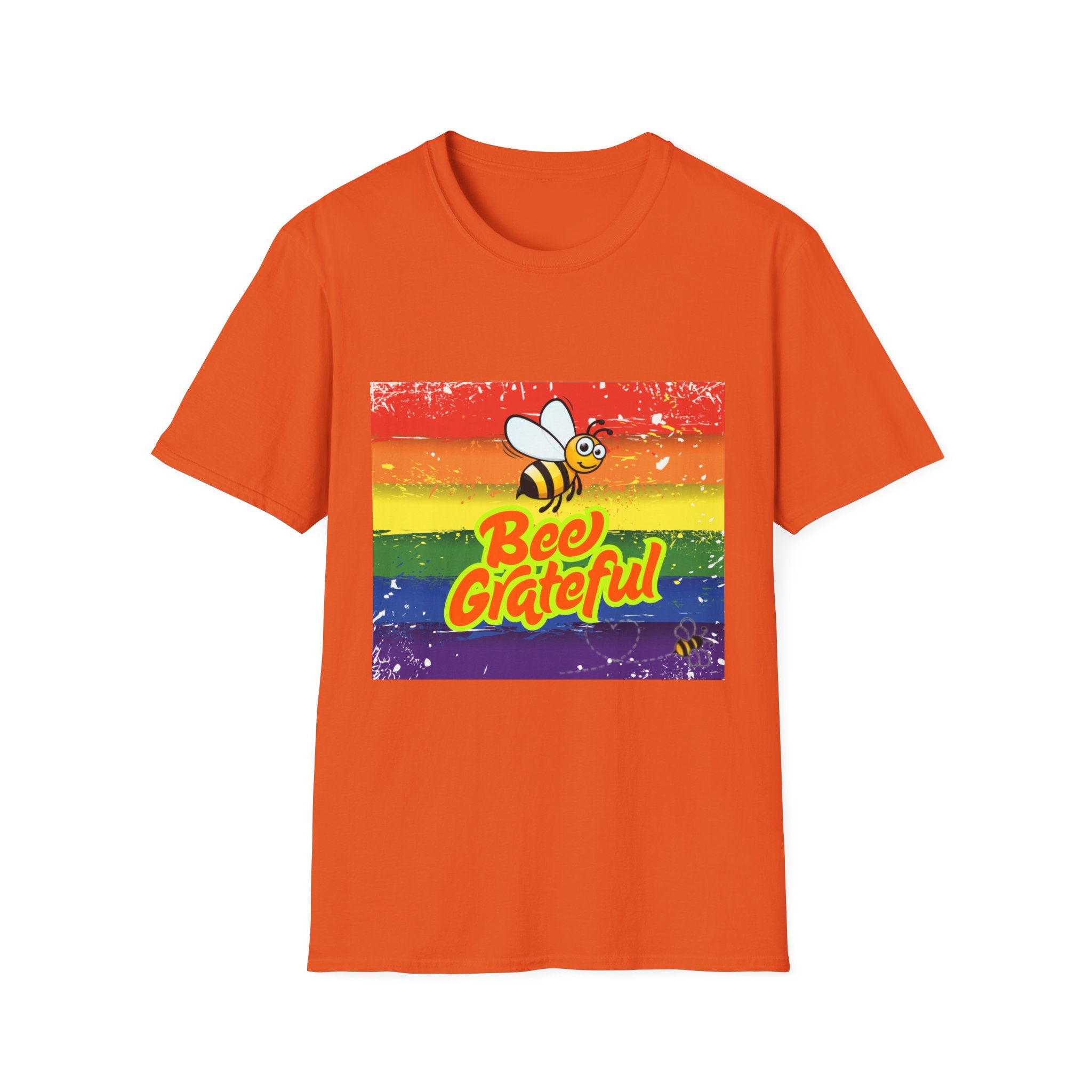 Bee Grateful Rainbow Unisex Softstyle T-Shirt