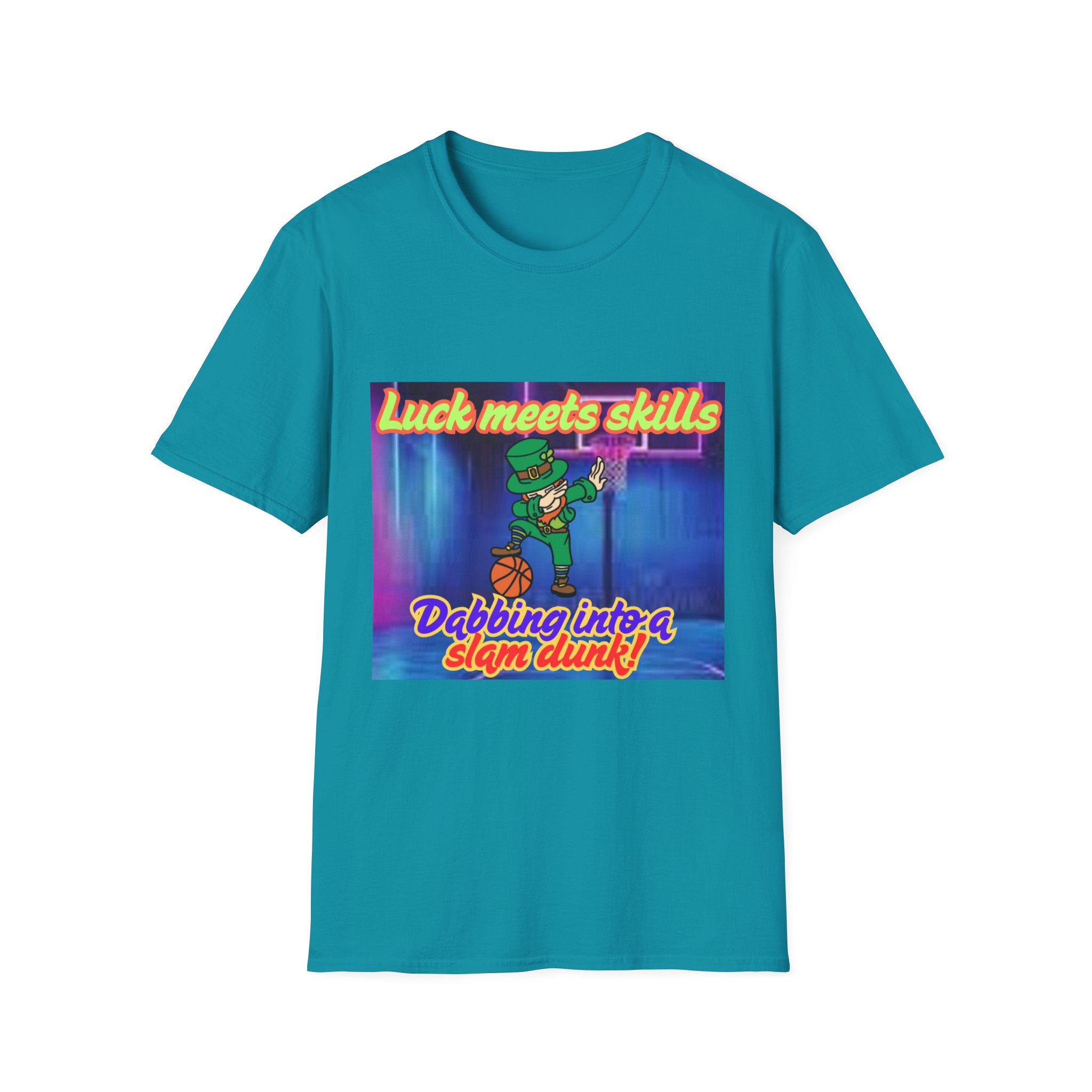 Luck Meets Skills Dabbing Into A Slam Dunk! Unisex Softstyle T-Shirt