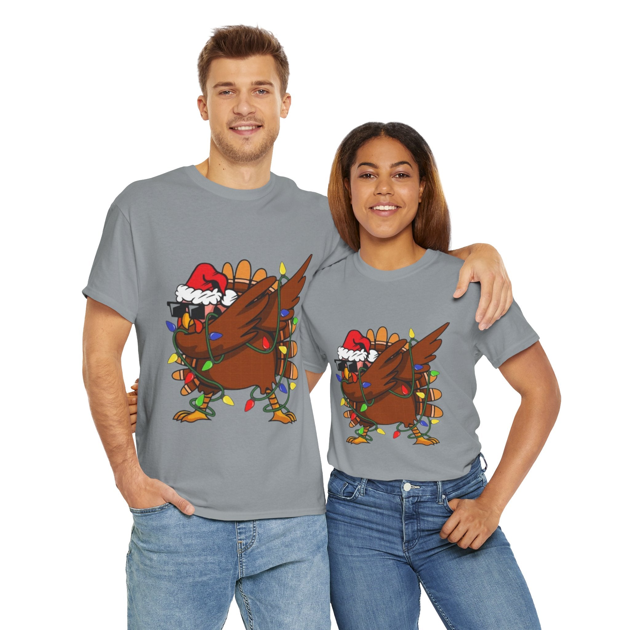 Dabbing Christmas Turkey Unisex Heavy Cotton T-Shirt
