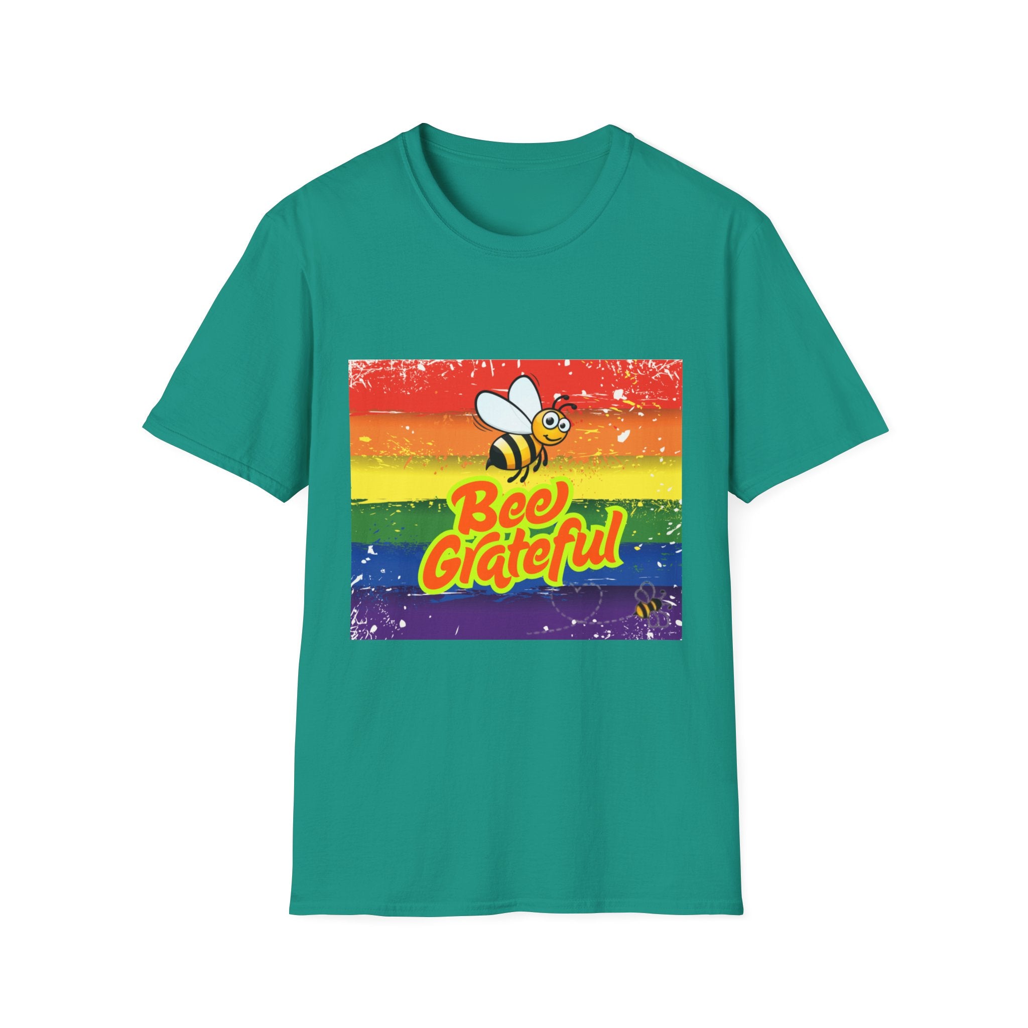 Bee Grateful Rainbow Unisex Softstyle T-Shirt