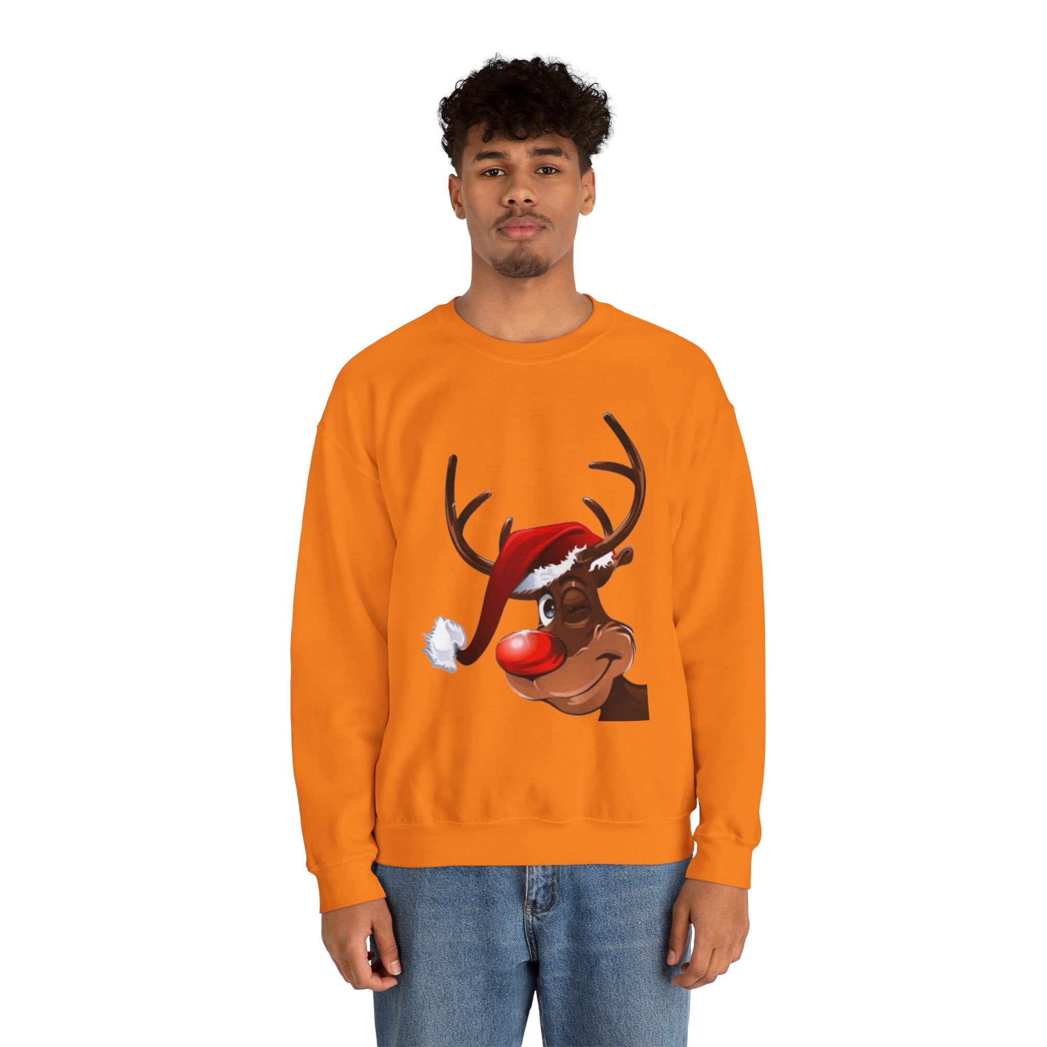 Festive Reindeer Unisex Heavy Blend™ Crewneck Sweatshirt