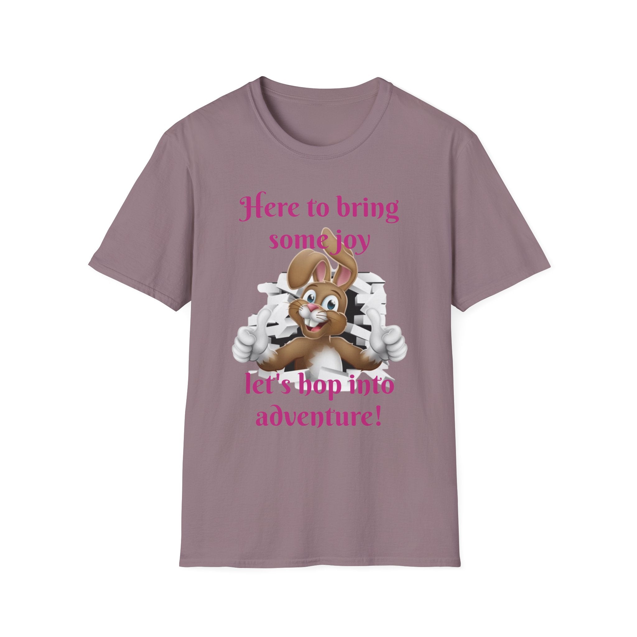 Here To Bring Some Joy Let's Hop Into Adventure Unisex Softstyle T-Shirt