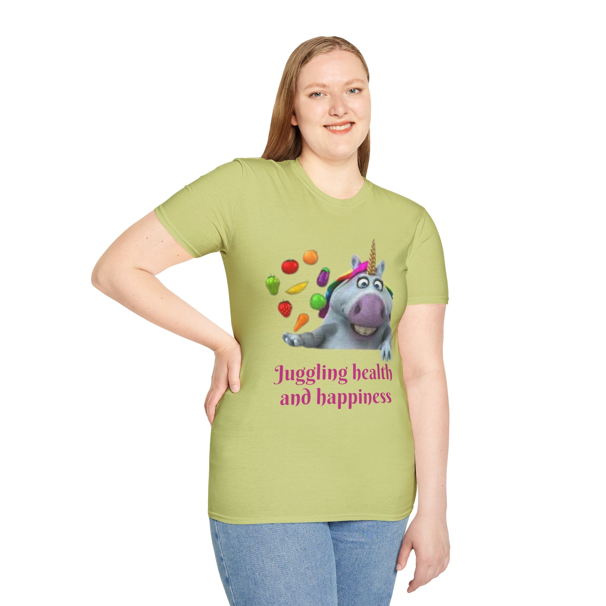 Juggling Health And Happiness Unicorn Unisex Softstyle T-Shirt