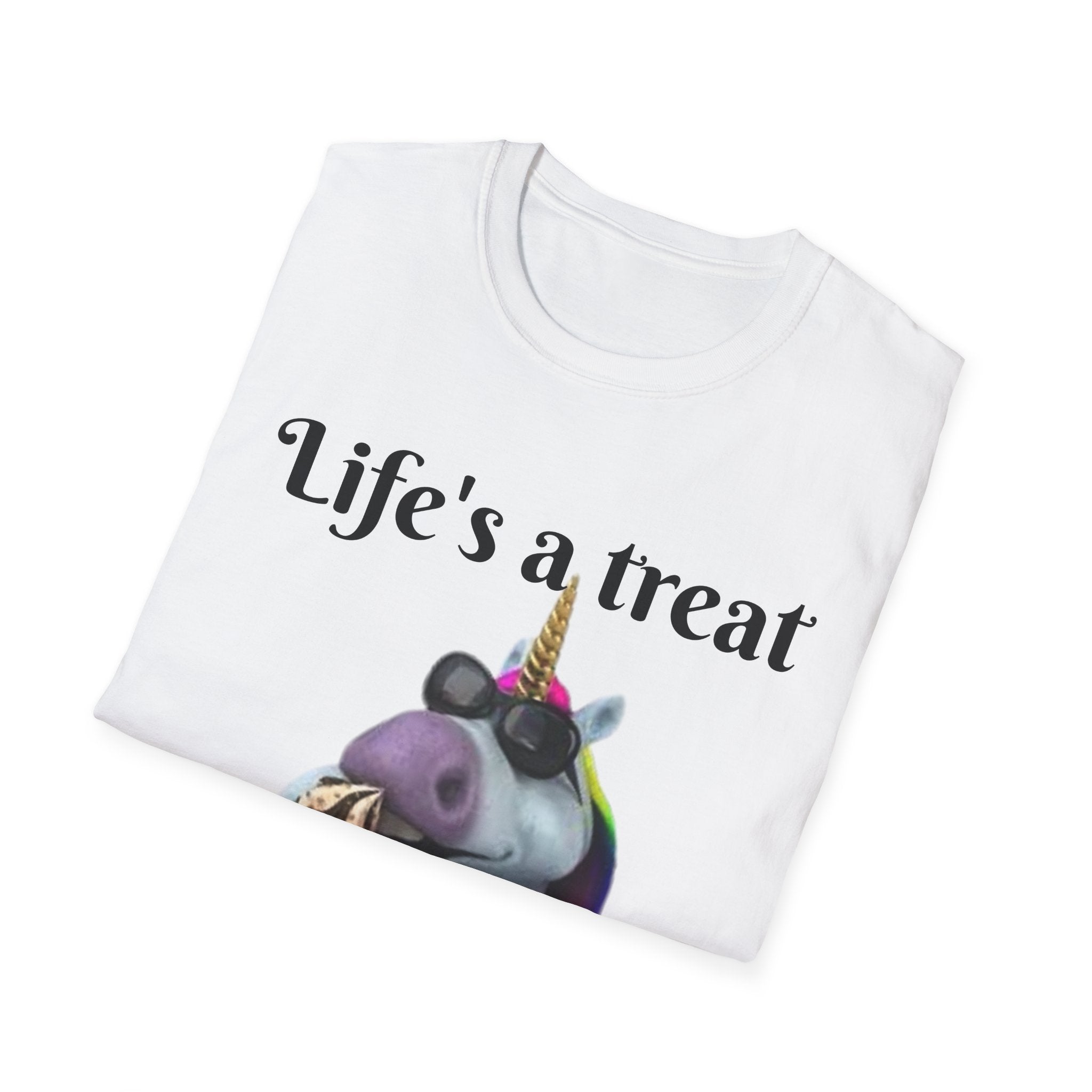 Life's A Treat Unicorn Unisex Softstyle T-Shirt