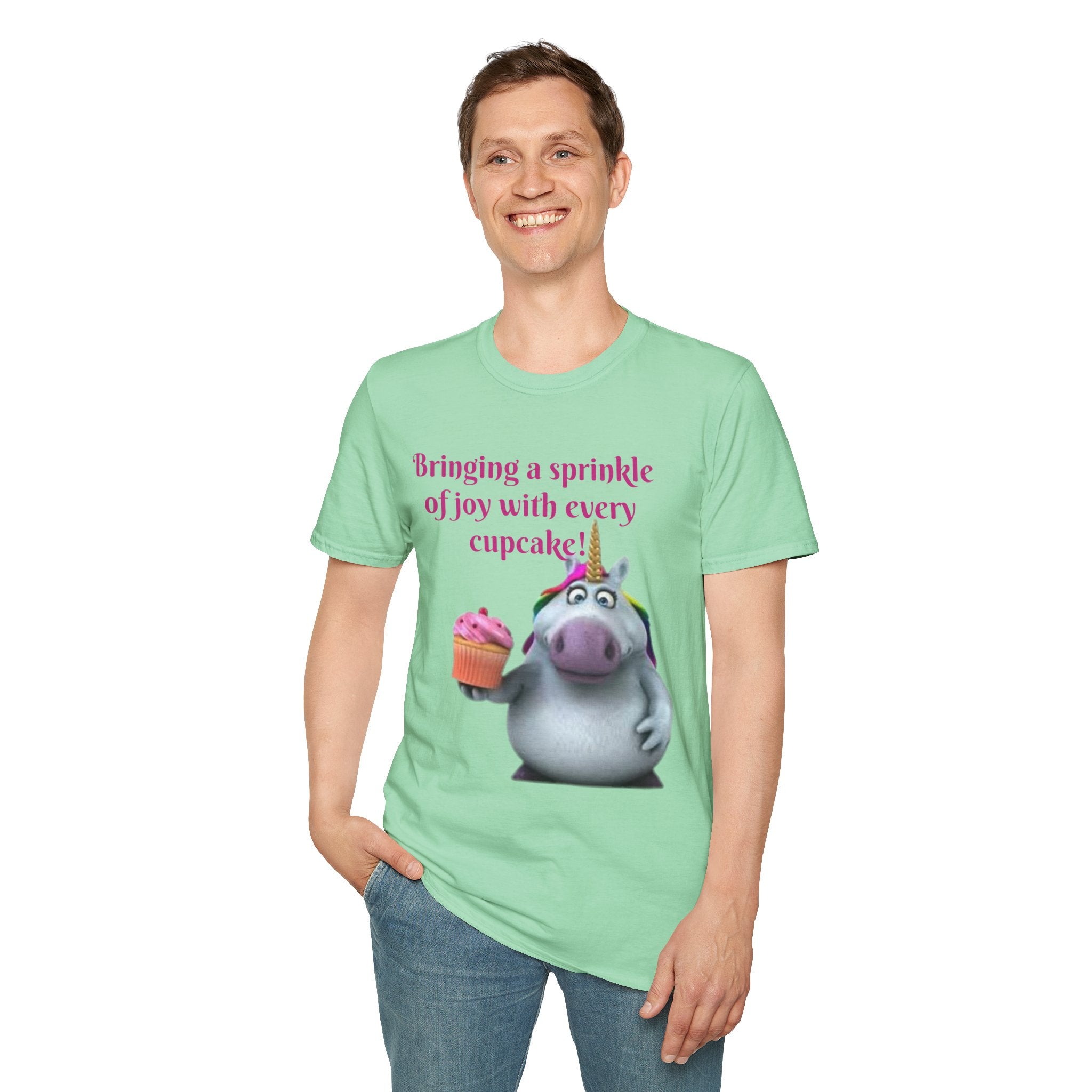 Bringing A Sprinkle Of Joy With Every Cupcake Unicorn Unisex Softstyle T-Shirt