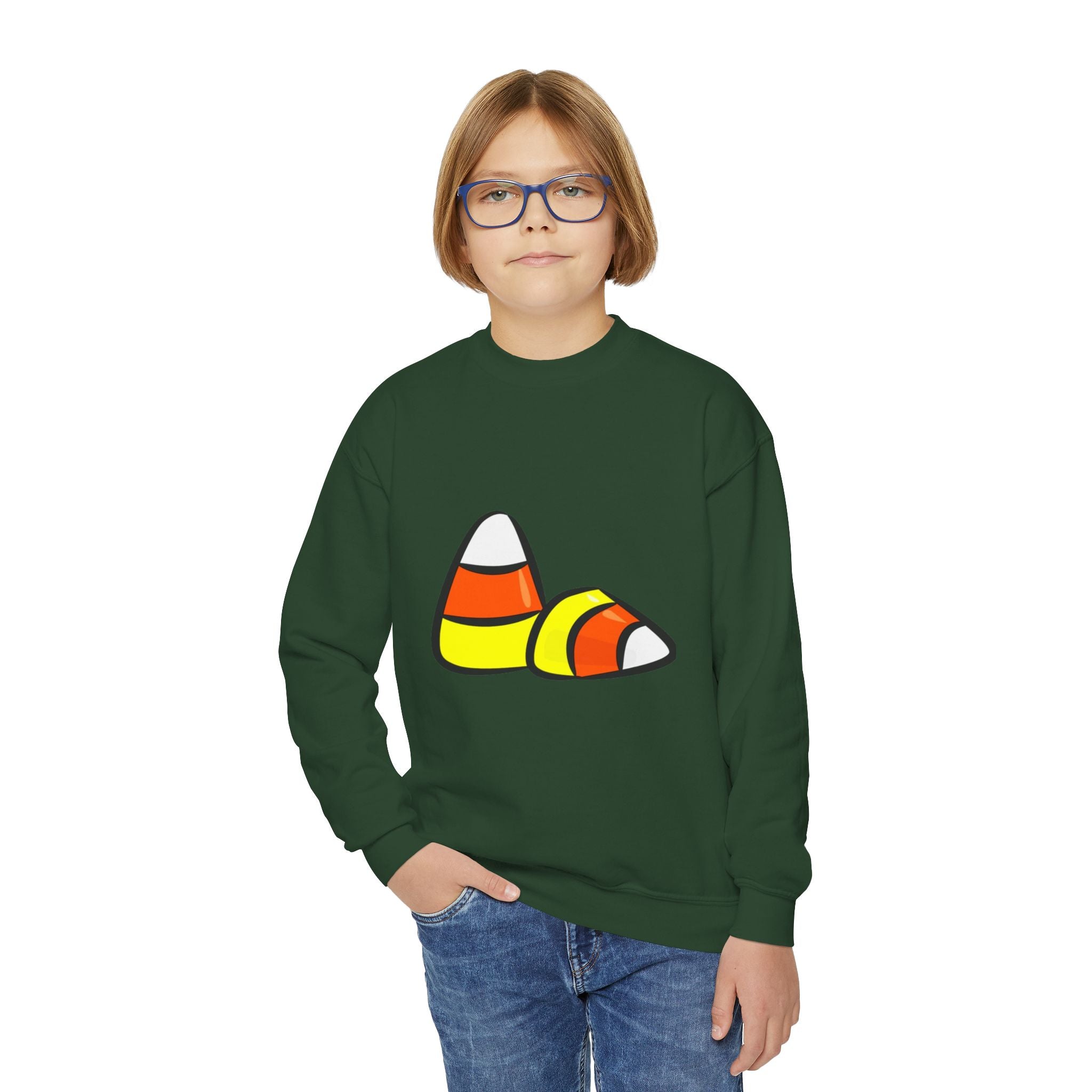 Halloween Candy Corn Youth Crewneck Sweatshirt