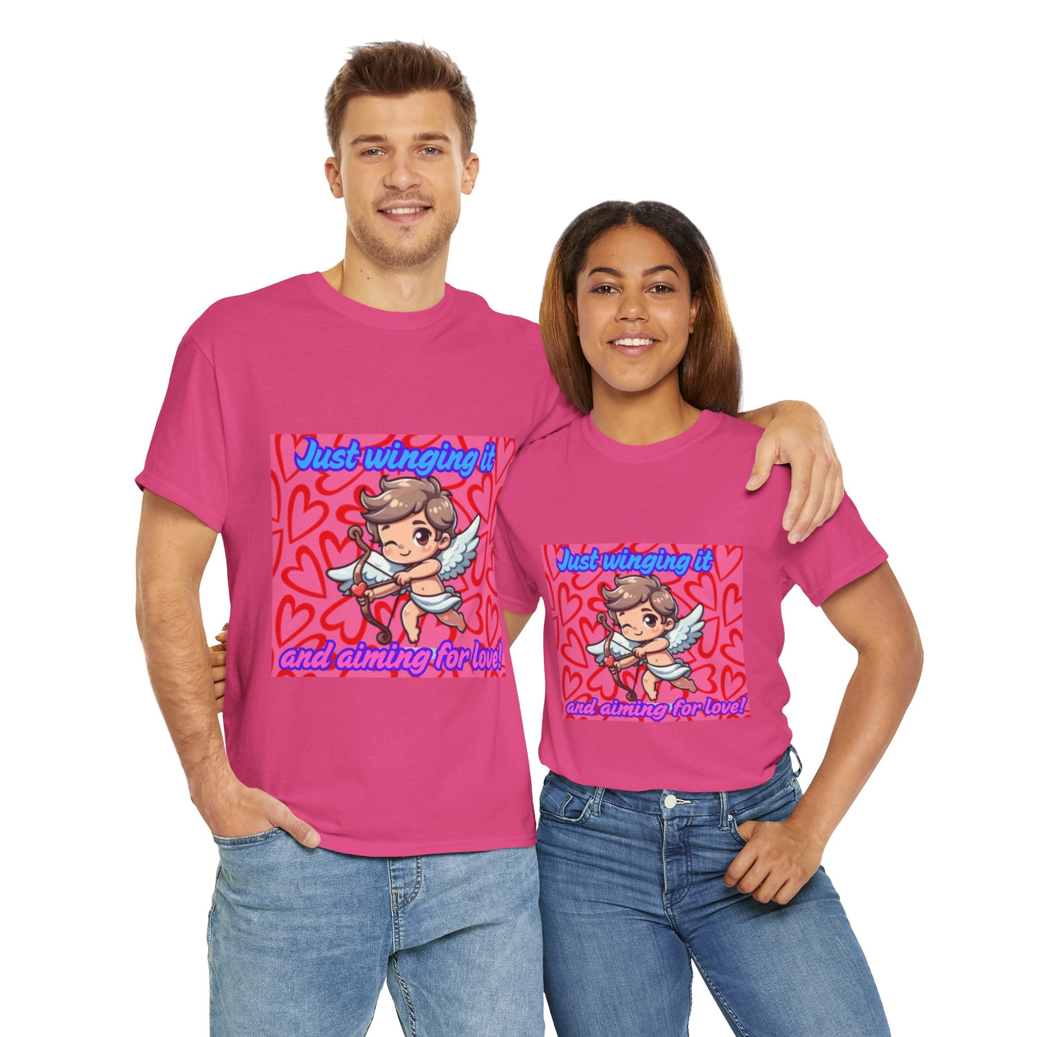 Just Winging It And Aiming For Love Unisex Heavy Cotton T-Shirt