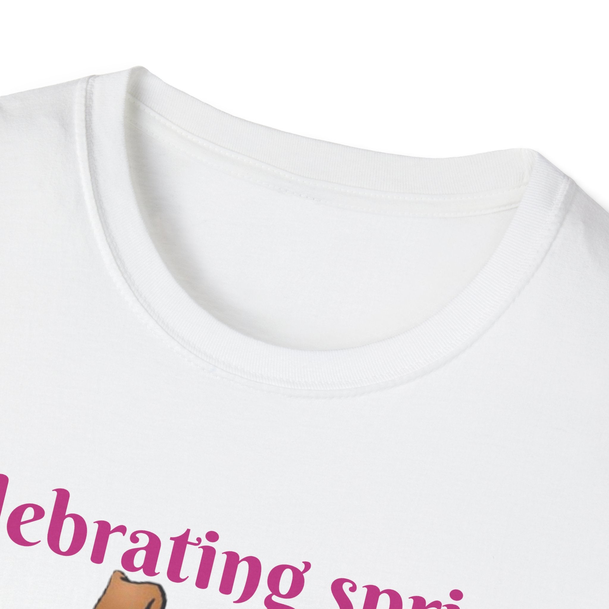 Celebrating Spring With Flowers And Friends Bunny Unisex Softstyle T-Shirt