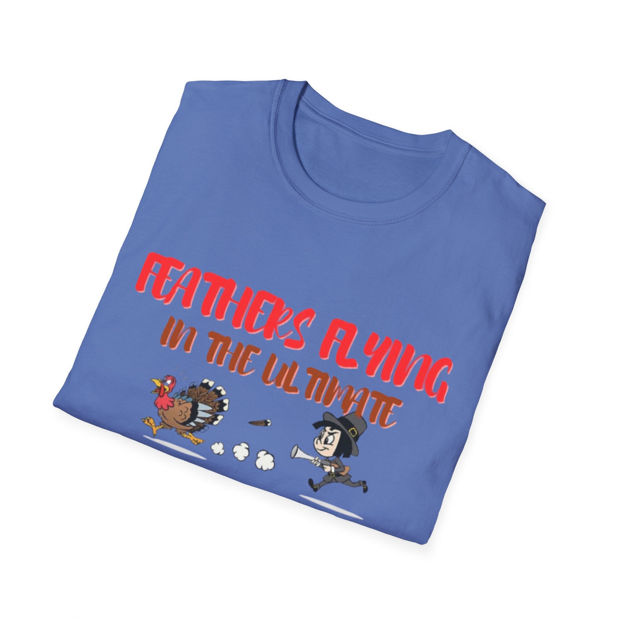 Feathers Flying In The Ultimate Thanksgiving Showdown Unisex Softstyle T-Shirt