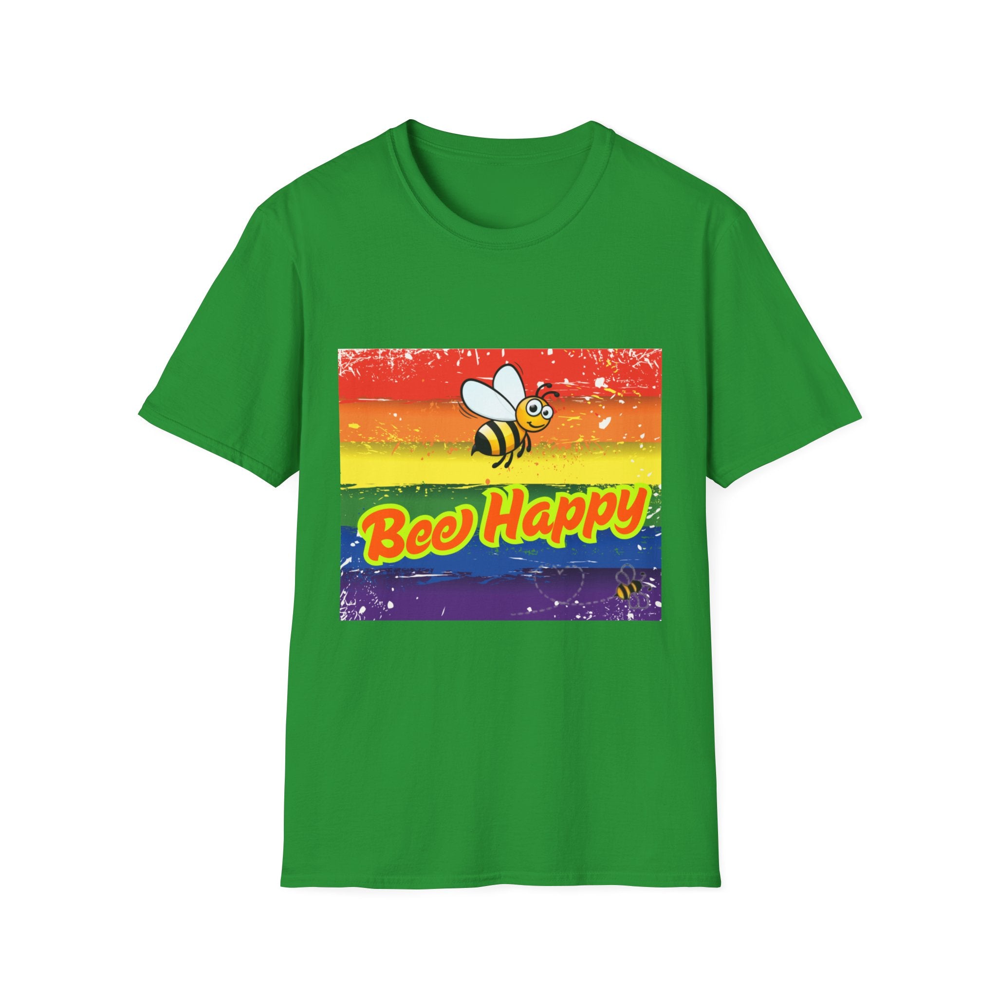 Bee Happy Rainbow Unisex Softstyle T-Shirt