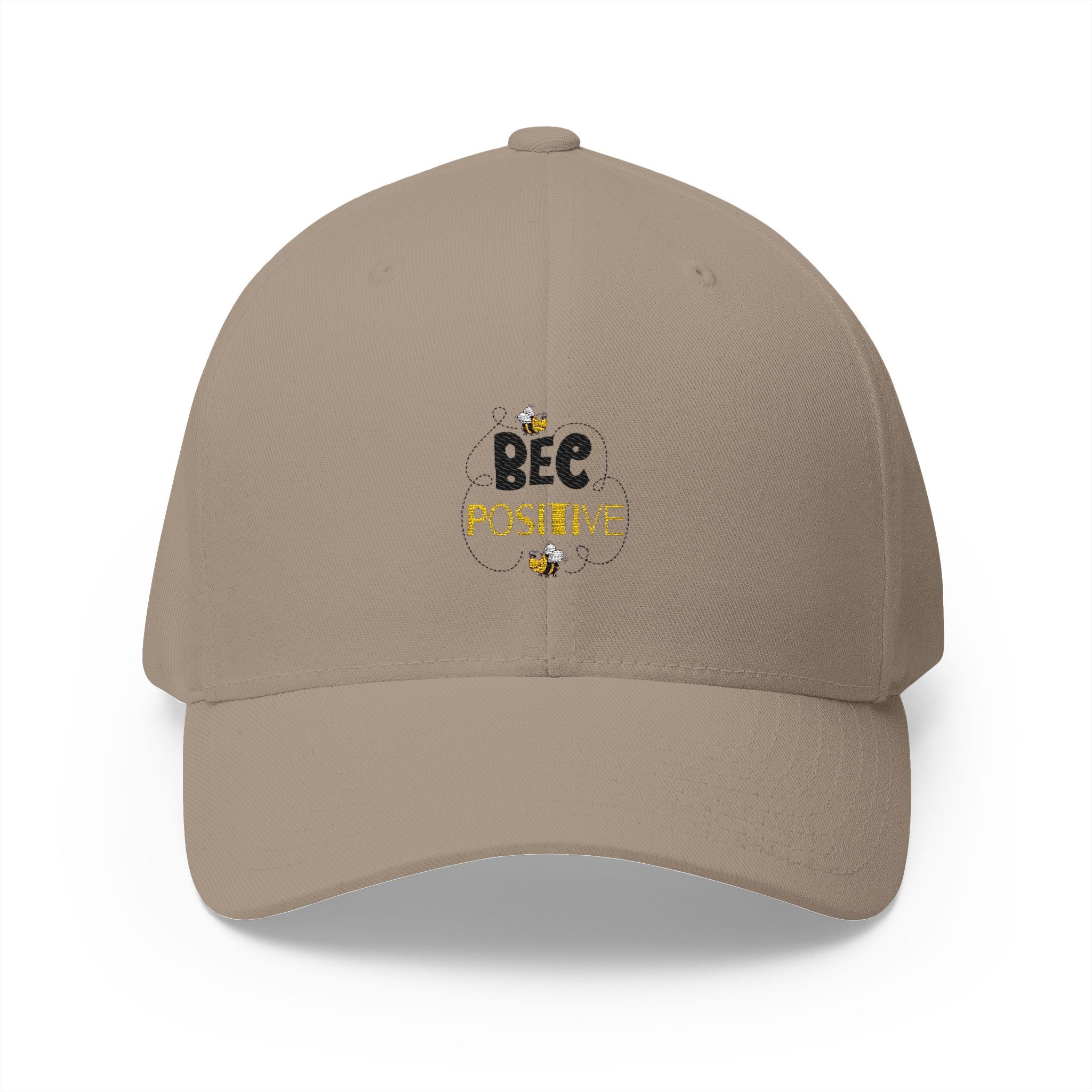 Bee Positive Closed-Back Structured Embroidered Cap