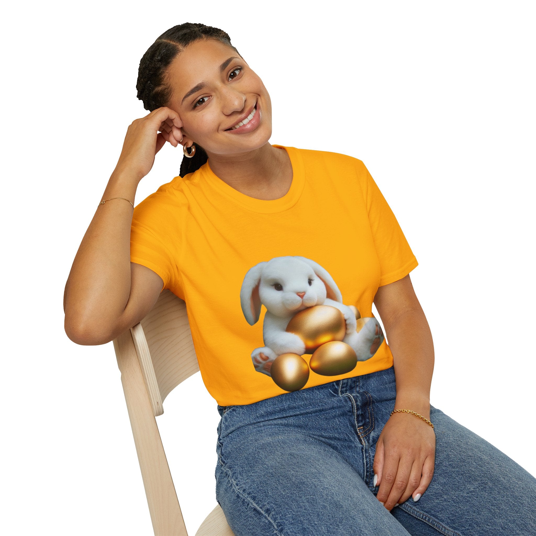 Easter Bunny And His Golden Eggs Unisex Softstyle T-Shirt