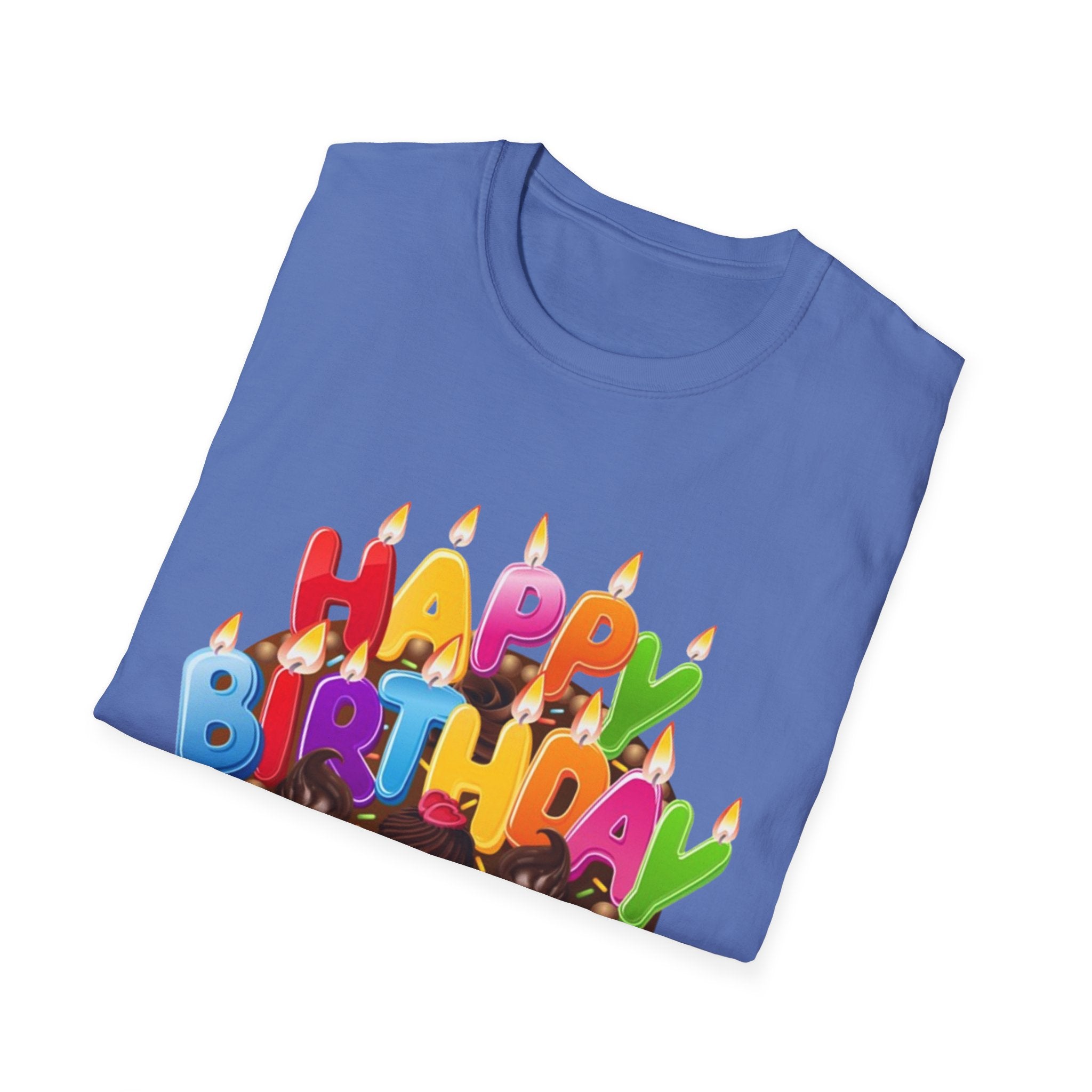Happy Birthday Cake Unisex Softstyle T-Shirt Personalize It!