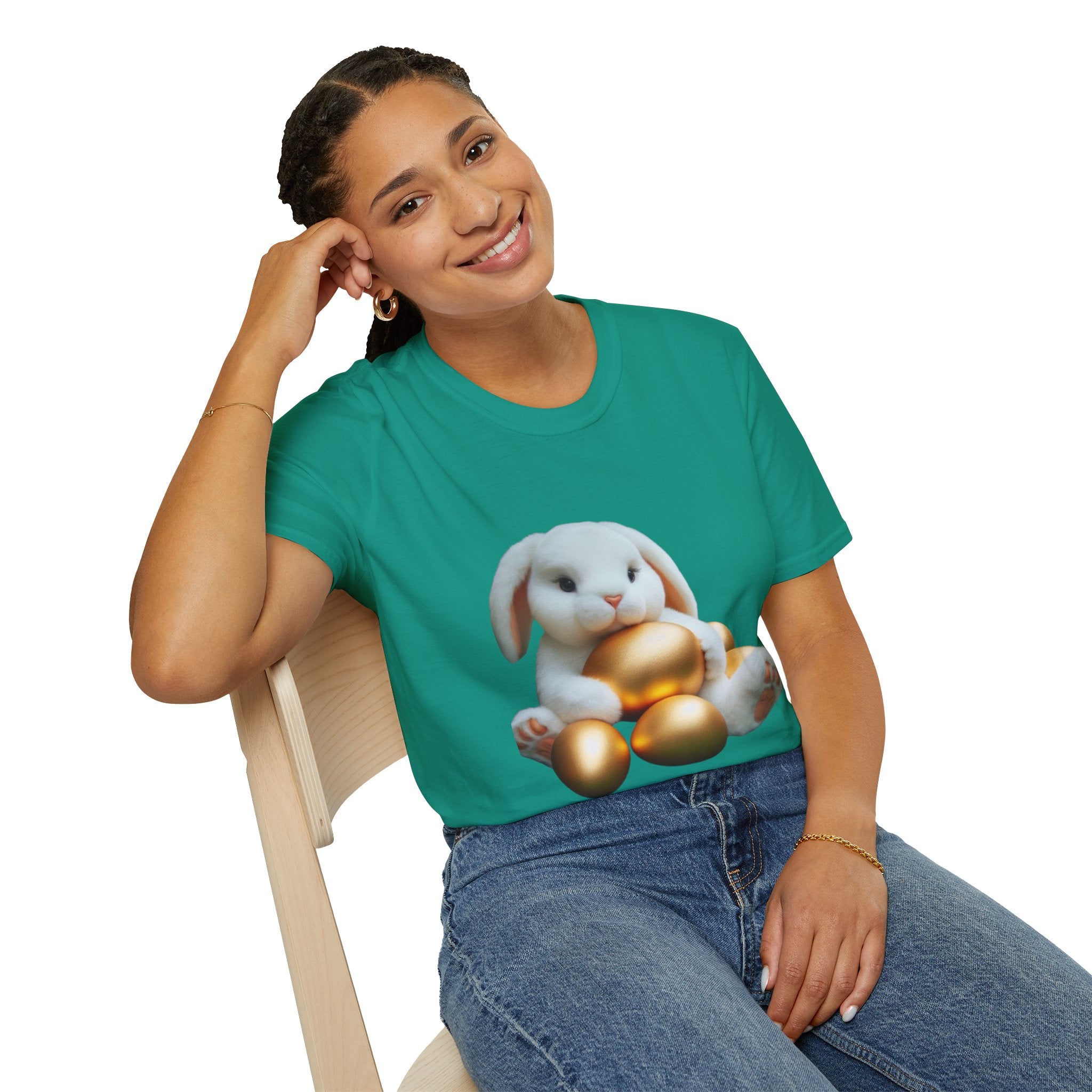 Easter Bunny And His Golden Eggs Unisex Softstyle T-Shirt