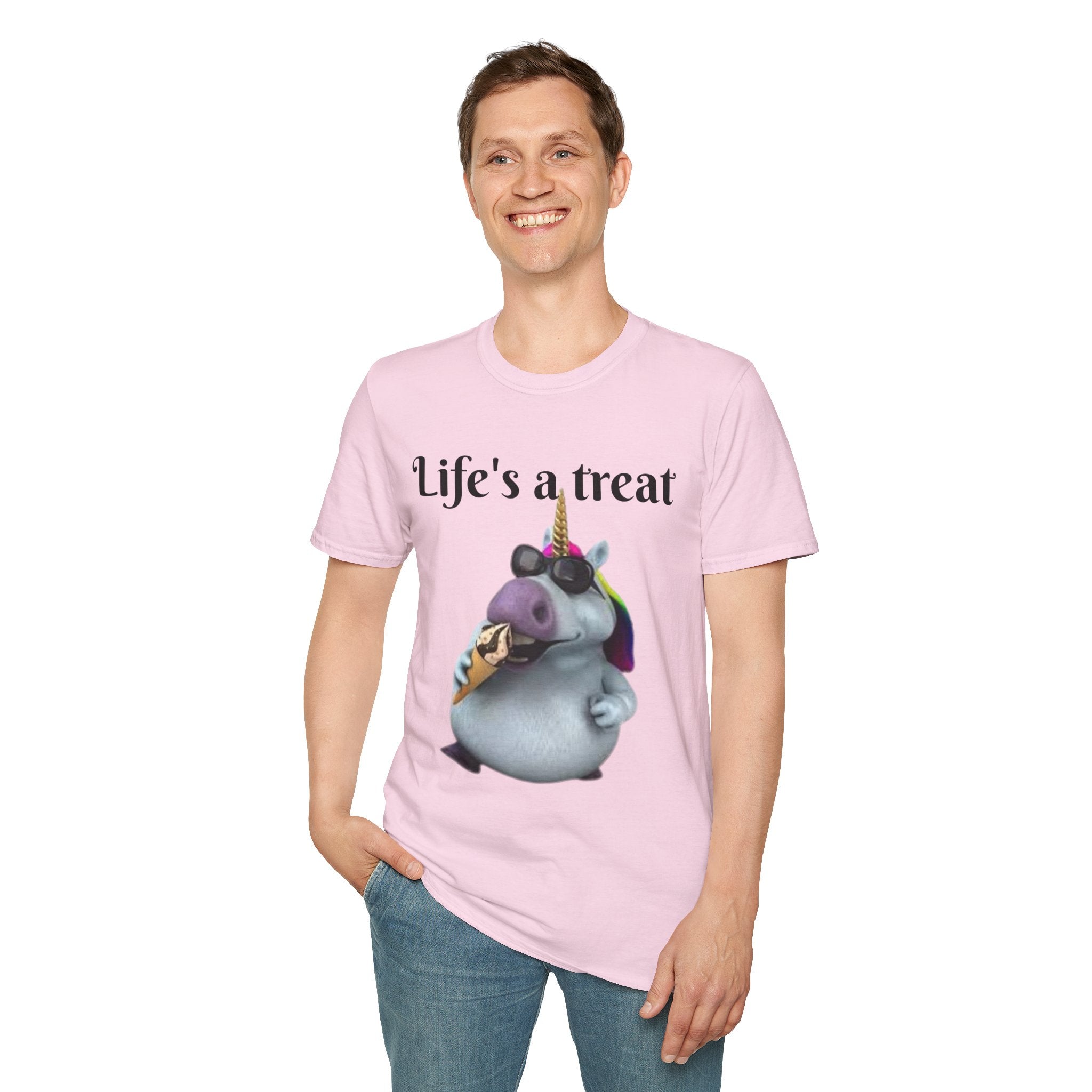 Life's A Treat Unicorn Unisex Softstyle T-Shirt