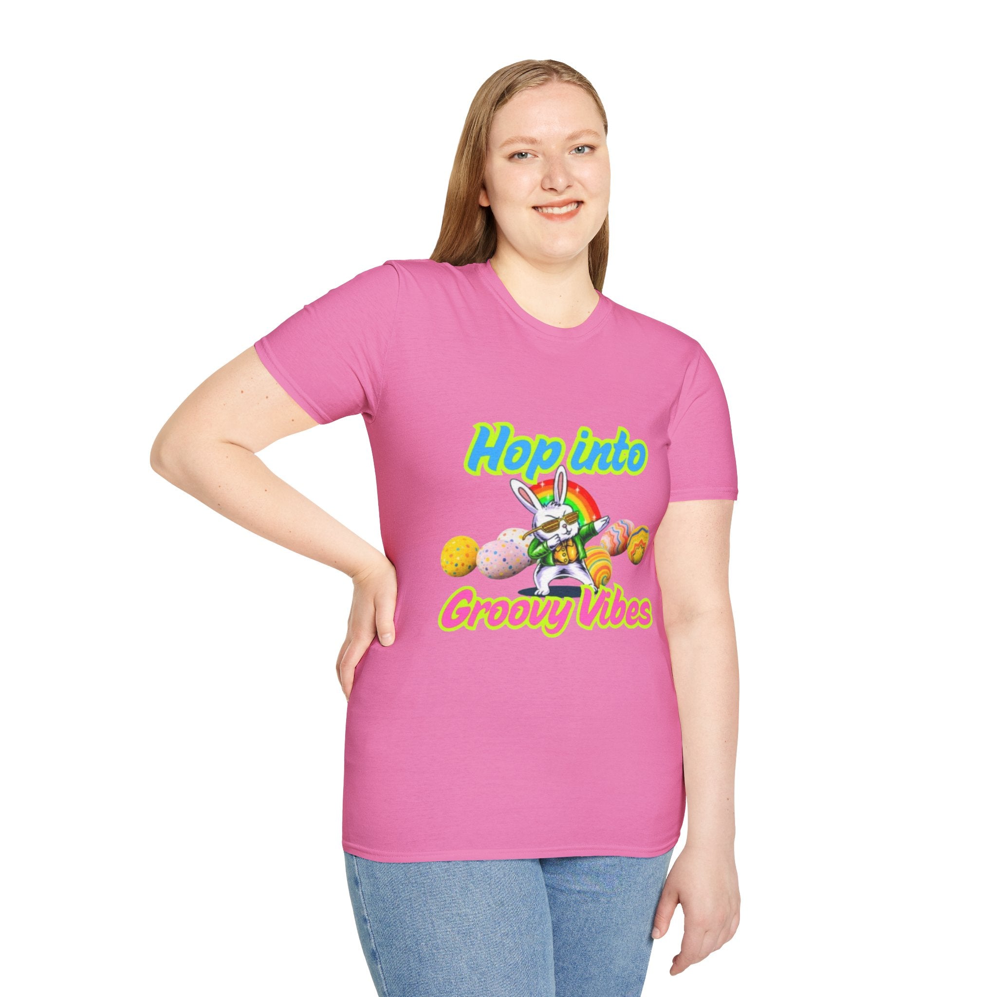 Hop Into Groovy Vibes Bunny Unisex Softstyle T-Shirt