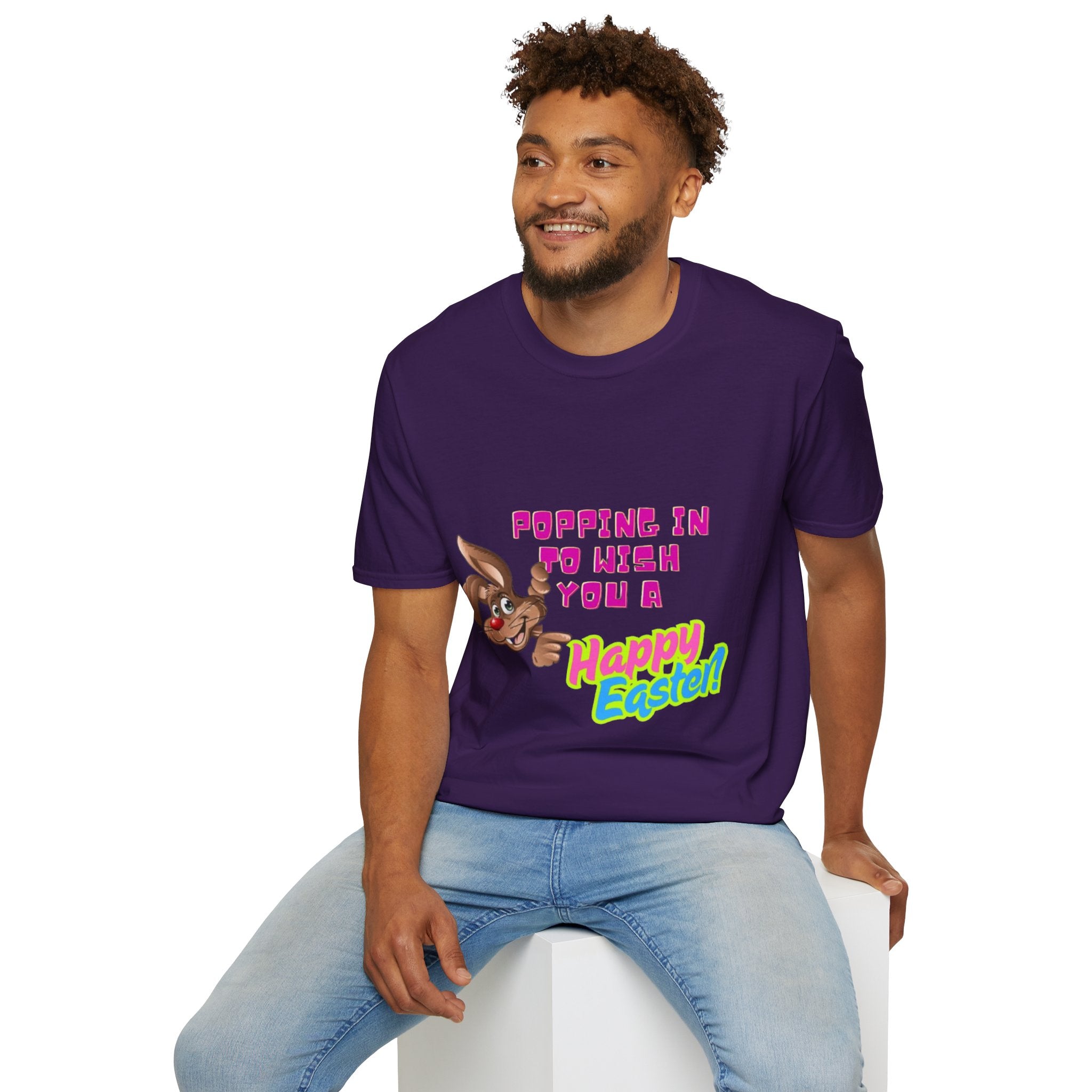 Popping In To Wish You A Happy Easter Bunny Unisex Softstyle T-Shirt