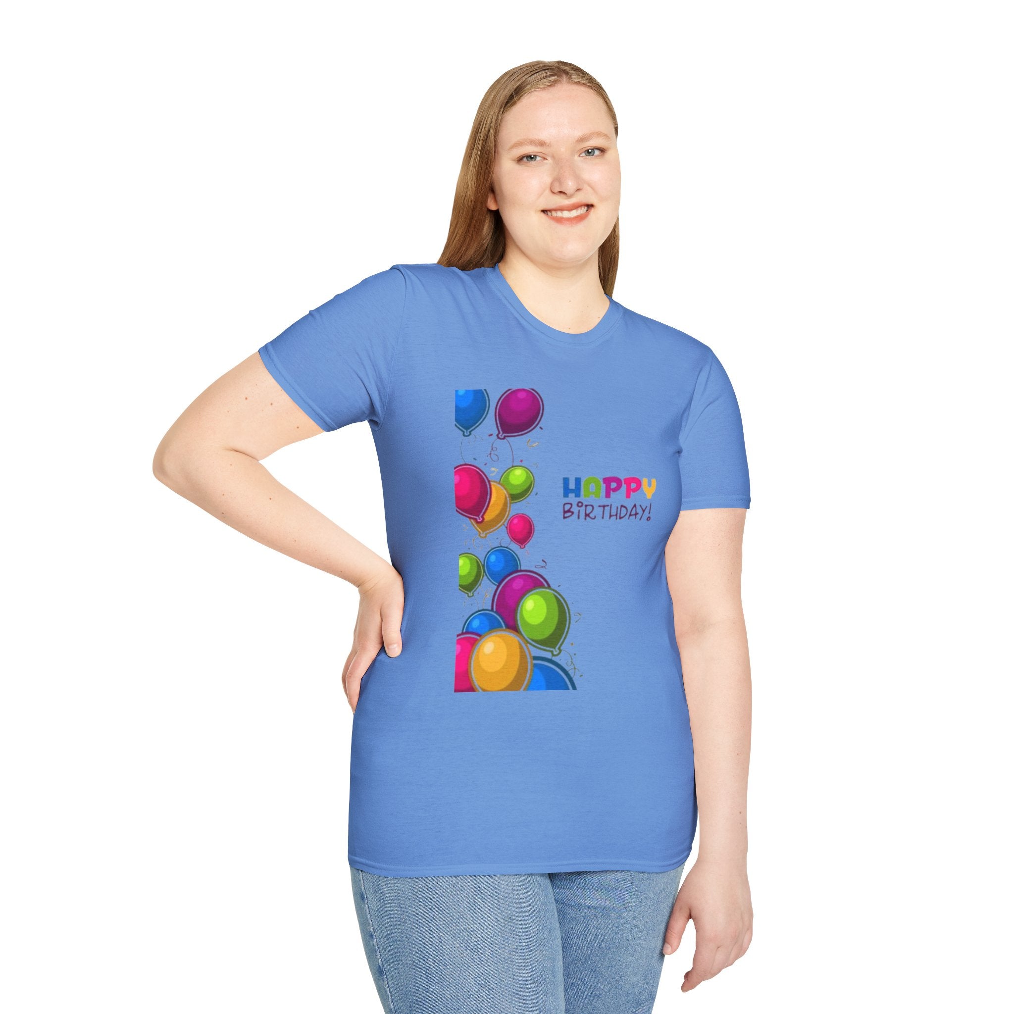 Happy Birthday Balloon Unisex Softstyle T-Shirt-Personalize it!