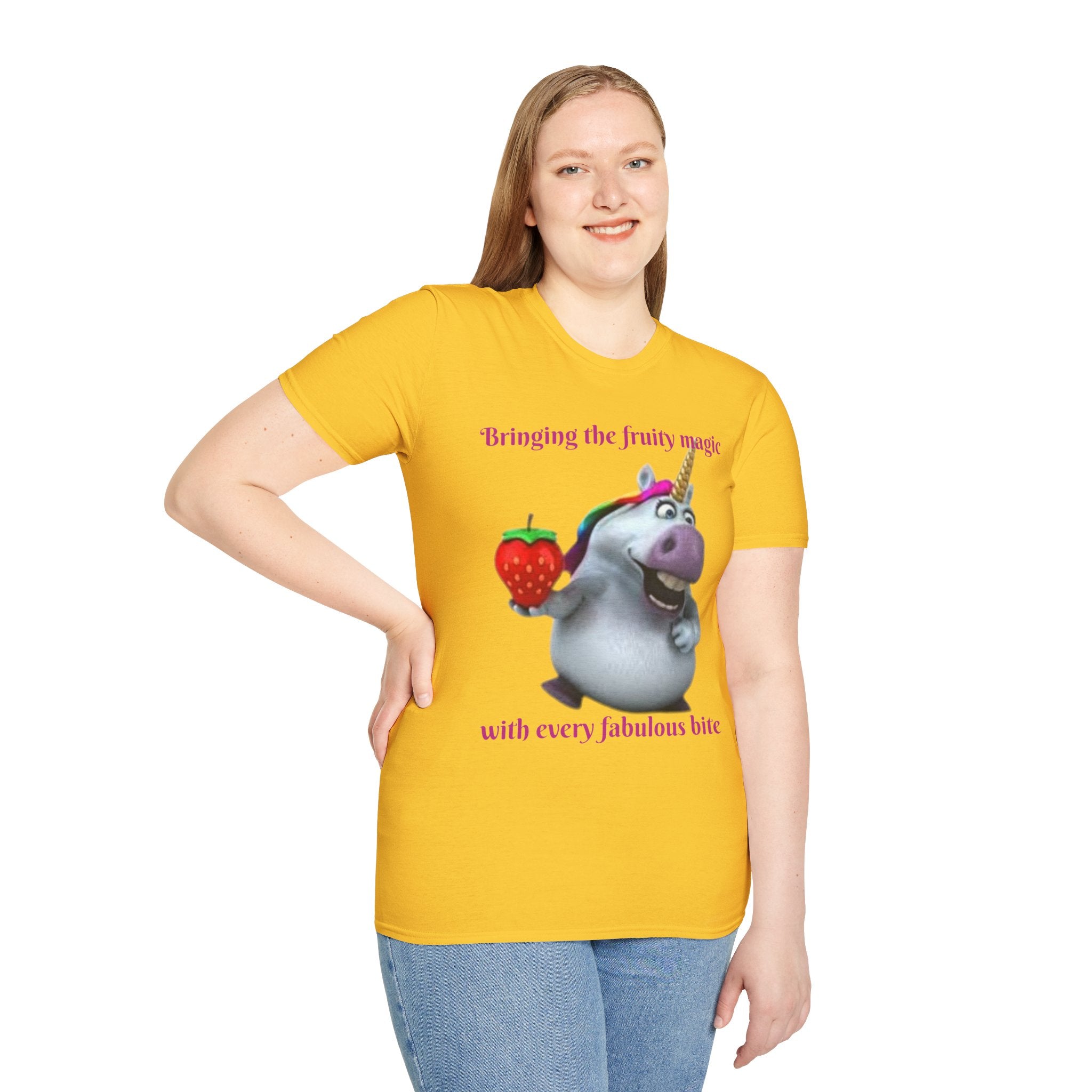 Bringing The Fruity Magic With Every Fabulous Bite Unicorn Unisex Softstyle T-Shirt