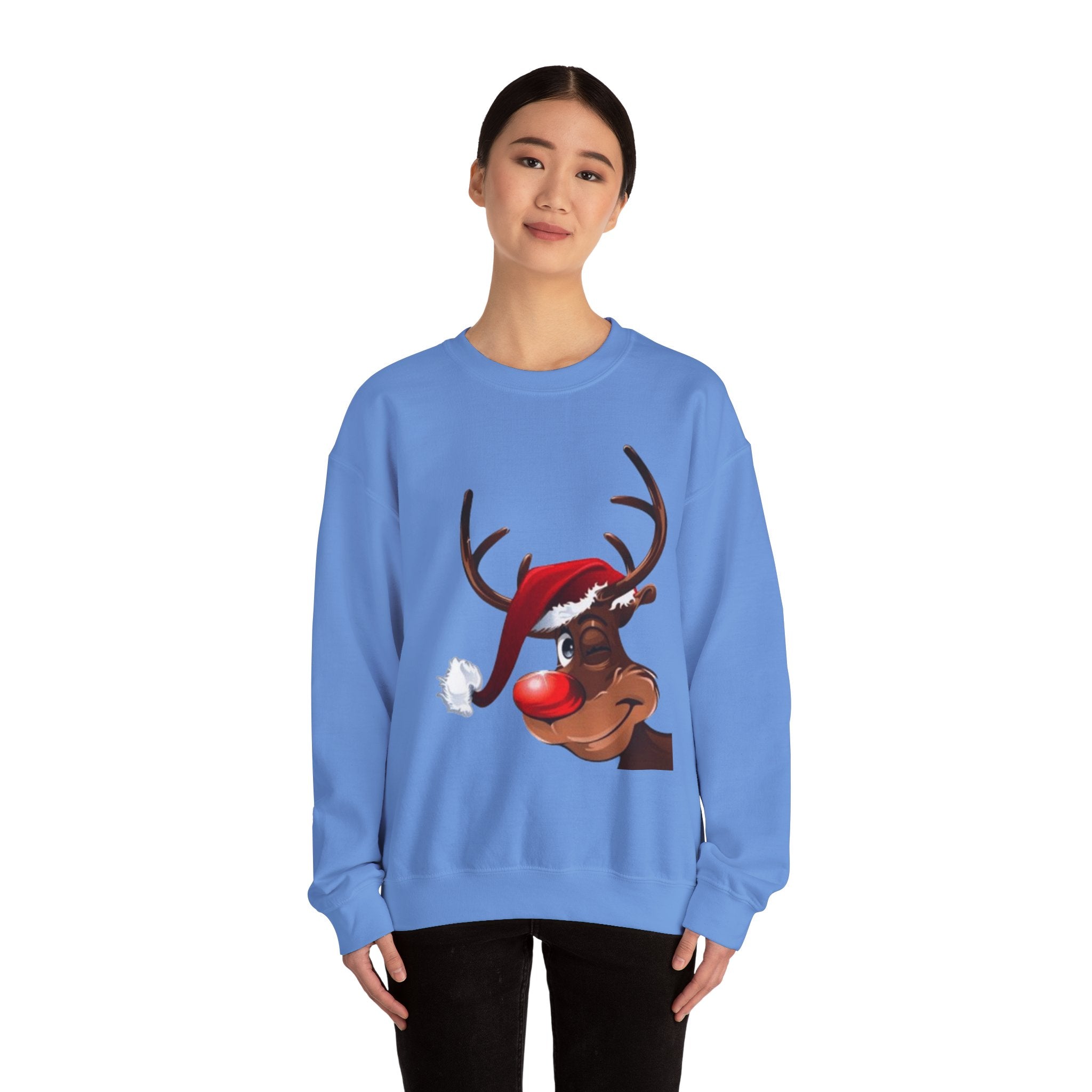 Festive Reindeer Unisex Heavy Blend™ Crewneck Sweatshirt