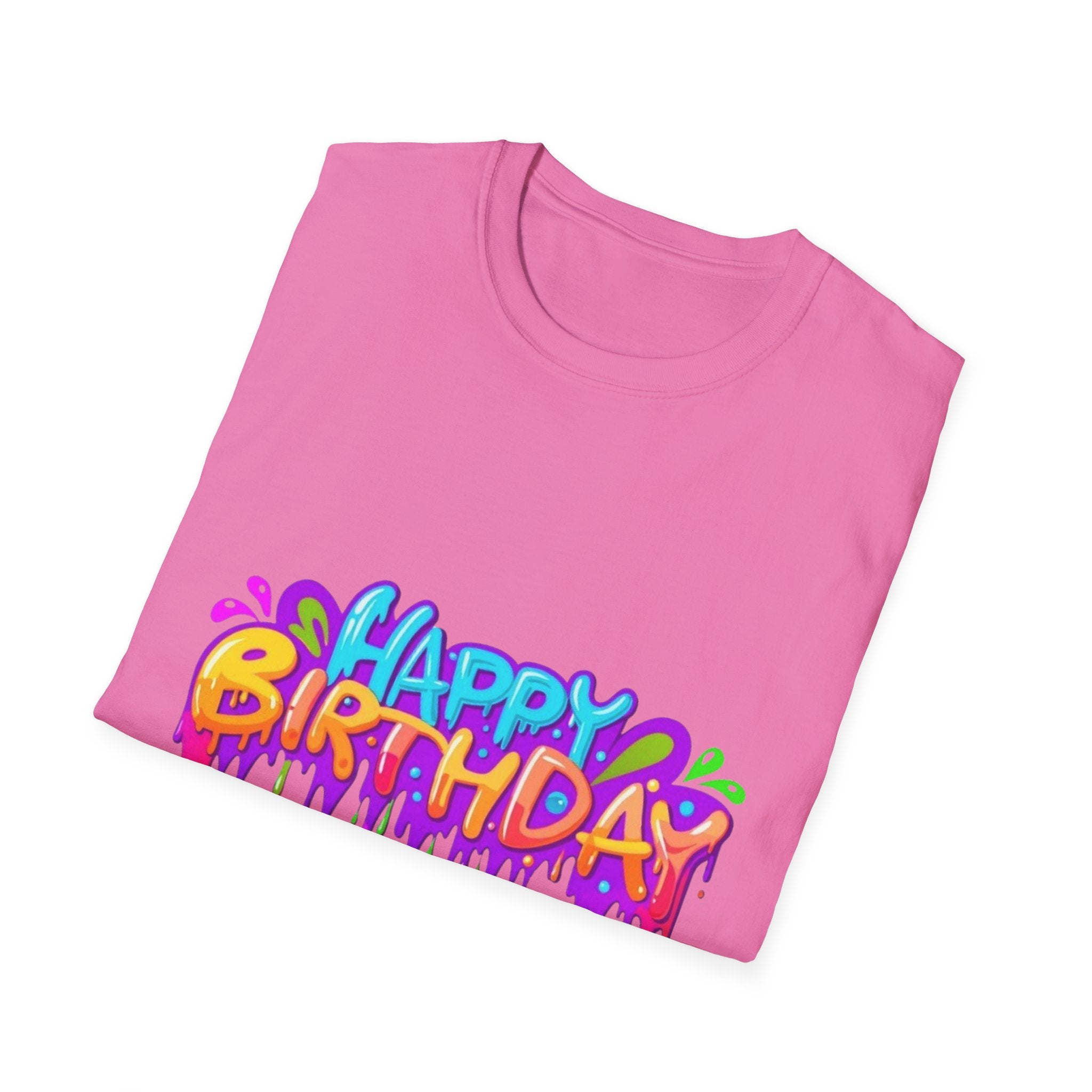 Happy Birthday Unisex Softstyle Short Sleeve T-Shirt Personalize It!