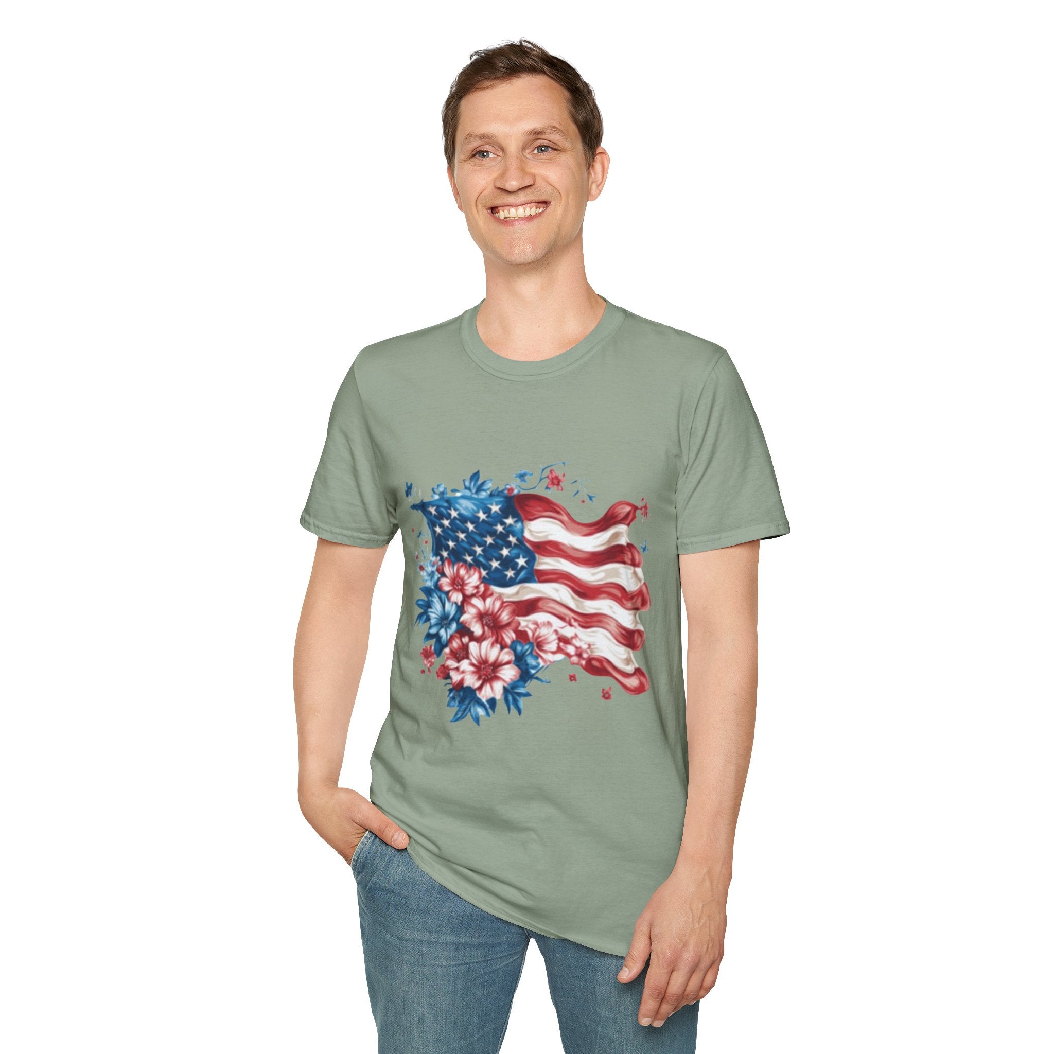 Patriotic USA Flag Unisex Softstyle T-Shirt
