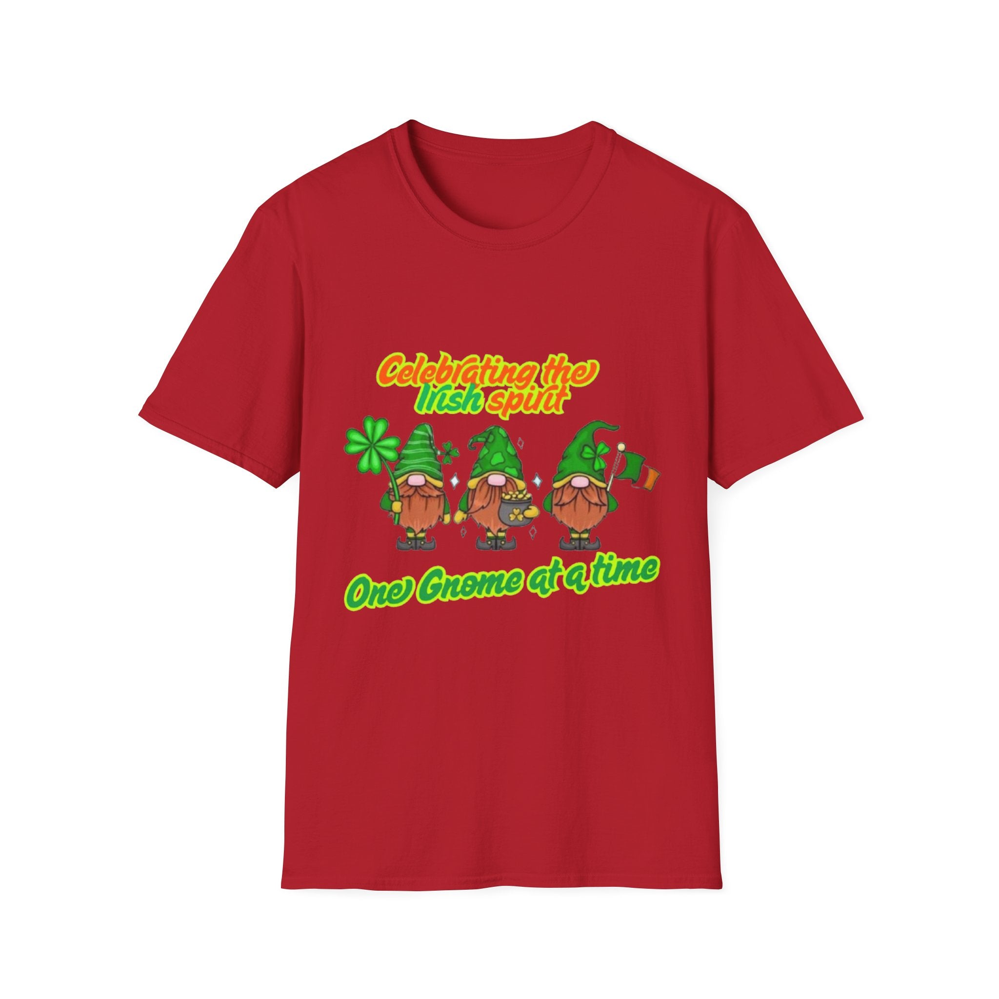 Celebrating the Irish Spirit One Gnome At A Time Unisex Softstyle T-Shirt