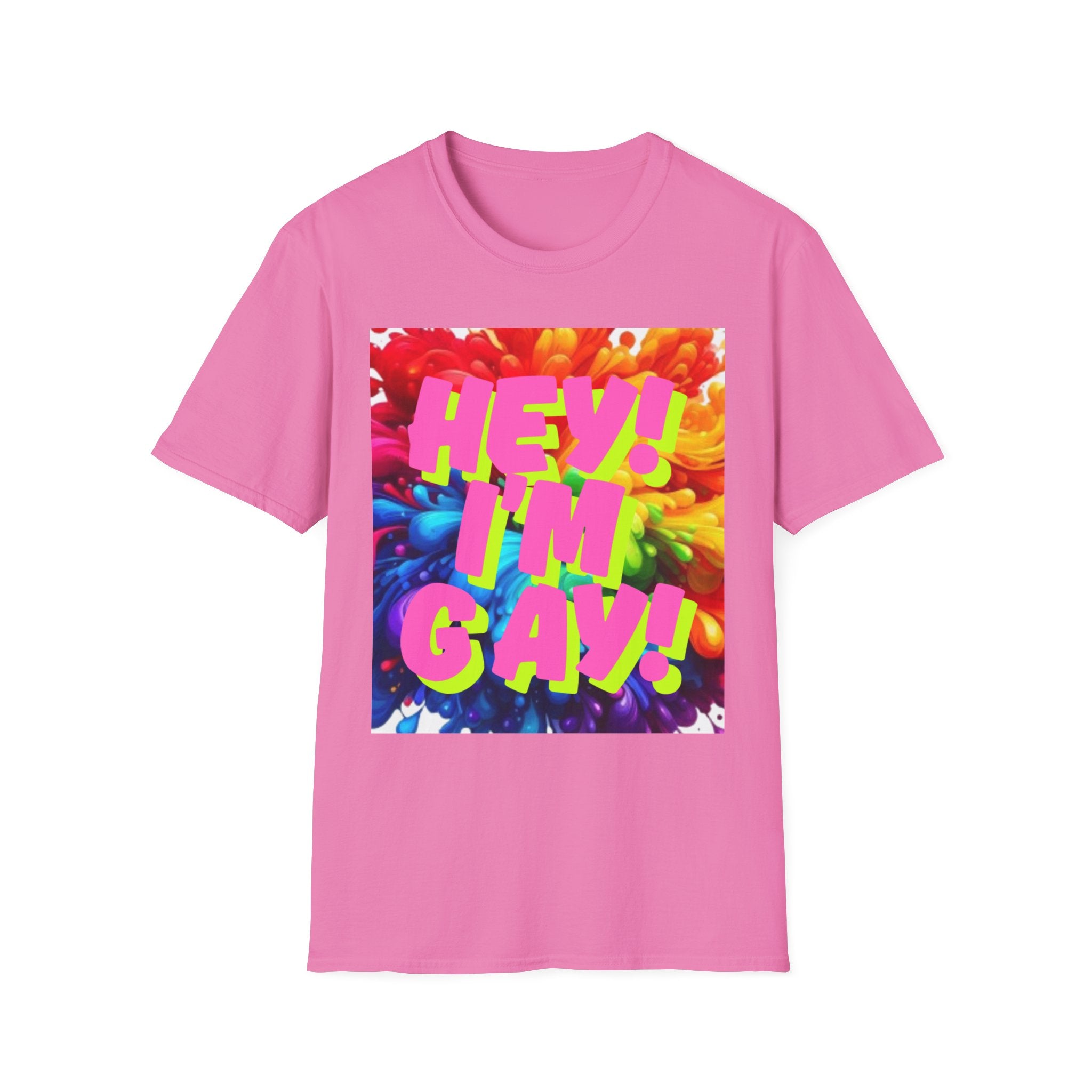 Hey I'm Gay! Heart Unisex Softstyle T-Shirt