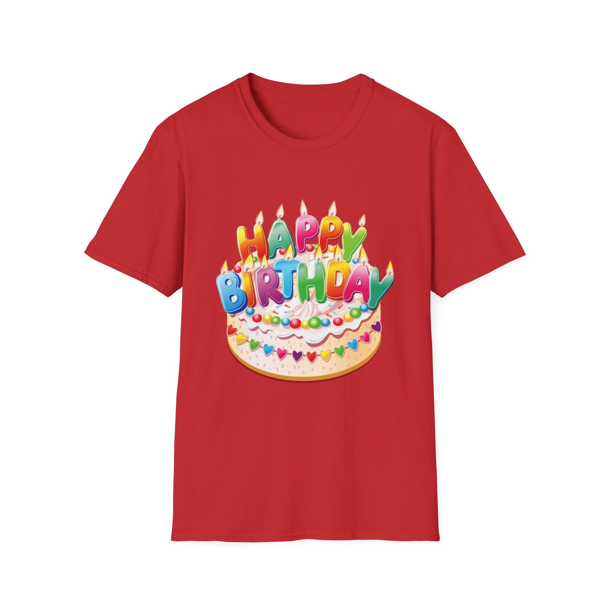 Happy Birthday Cake Unisex Softstyle T-Shirt-Personalize It!