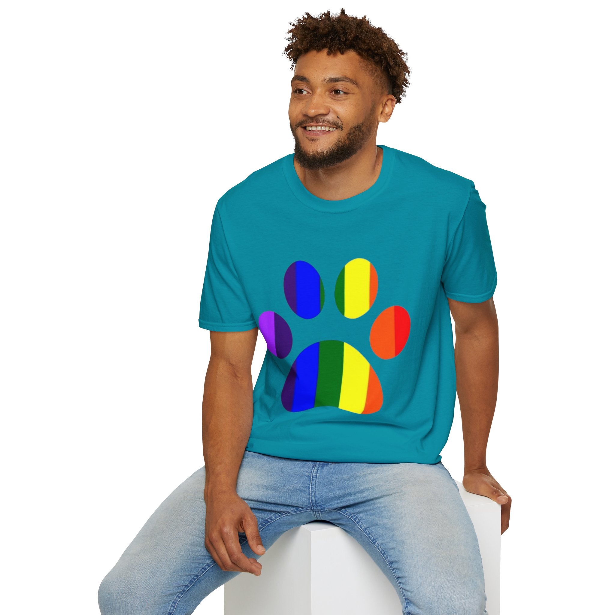 Pride Paw Print Unisex Softstyle T-Shirt