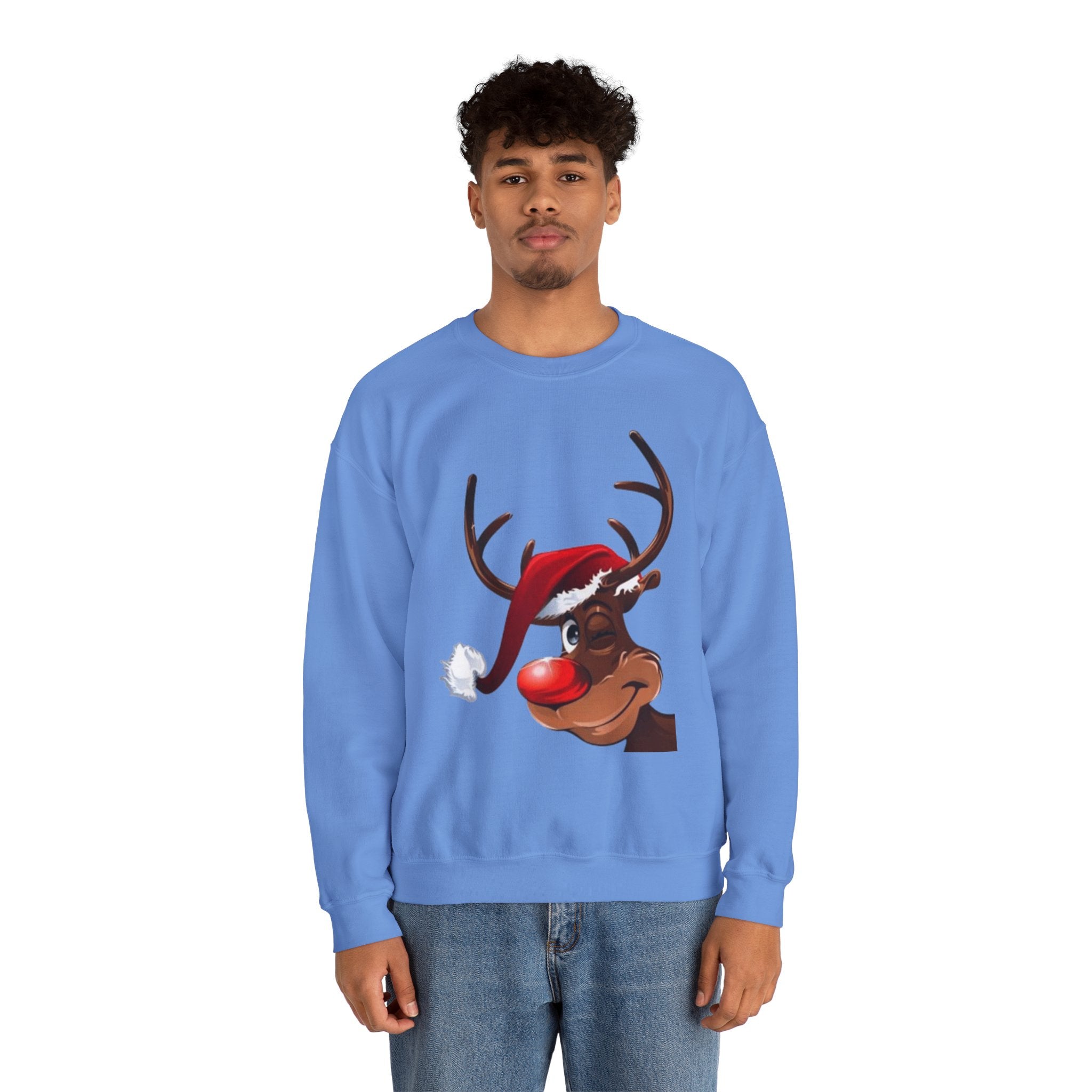 Festive Reindeer Unisex Heavy Blend™ Crewneck Sweatshirt