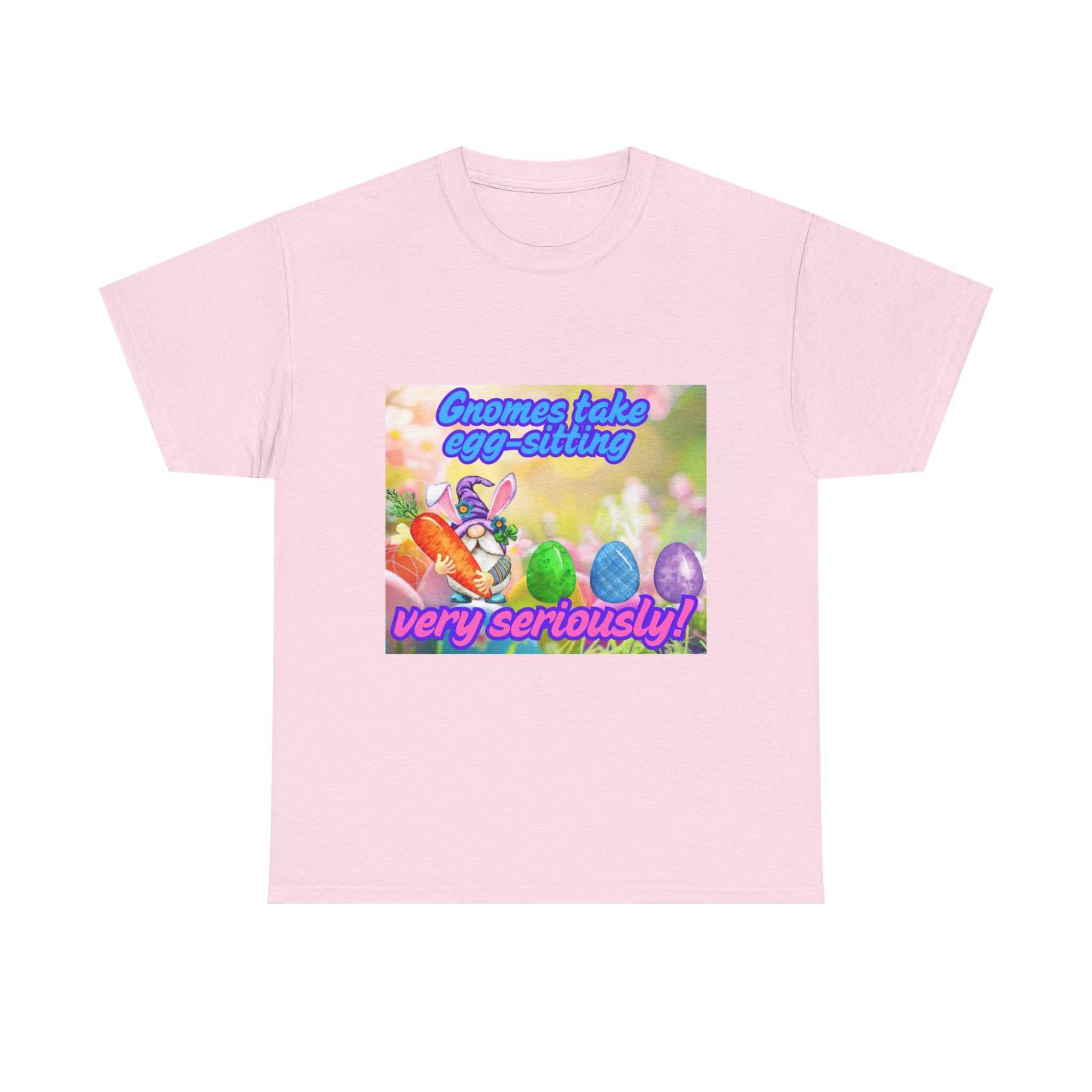 Gnomes Take Egg-Sitting Very Seriously Unisex Heavy Cotton T-Shirt