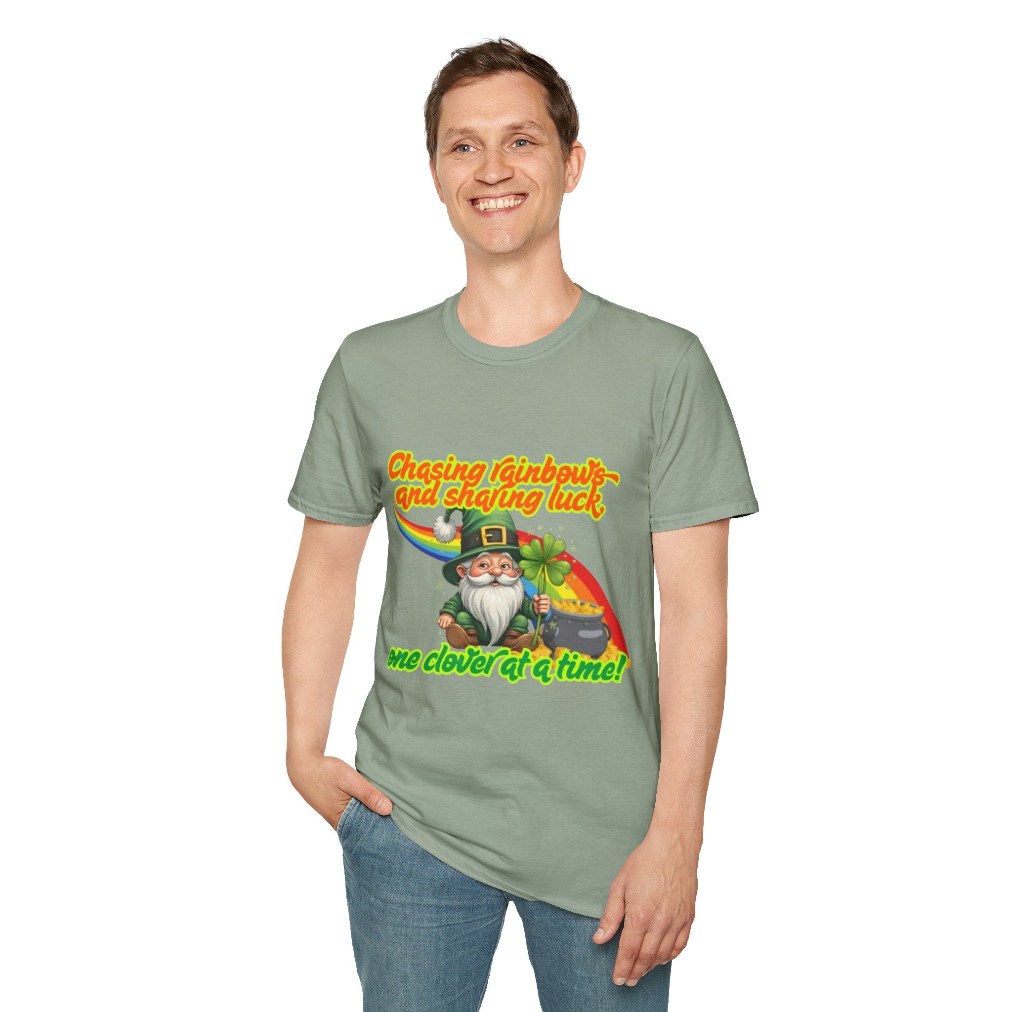 Chasing Rainbows And Sharing Luck, One Clover At A Time! Unisex Softstyle T-Shirt