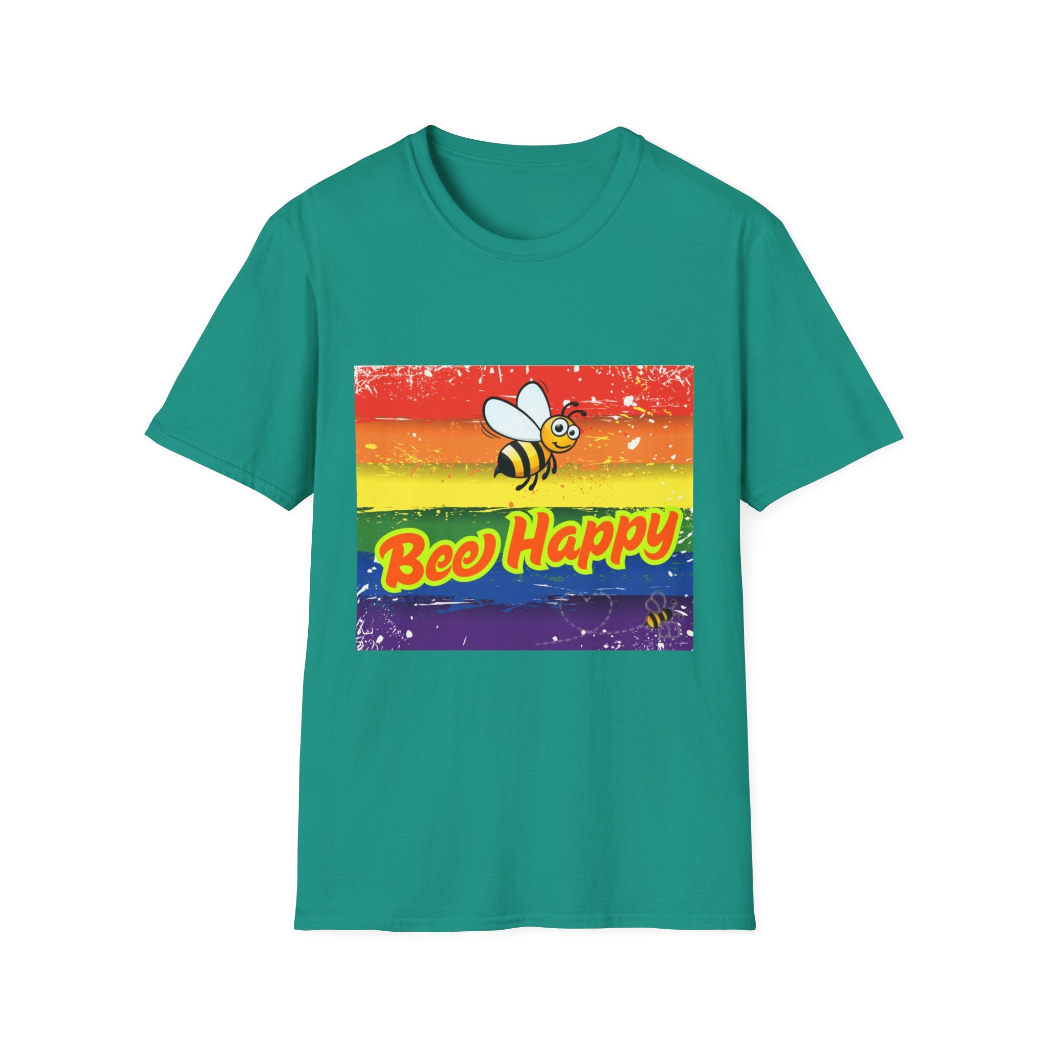 Bee Happy Rainbow Unisex Softstyle T-Shirt