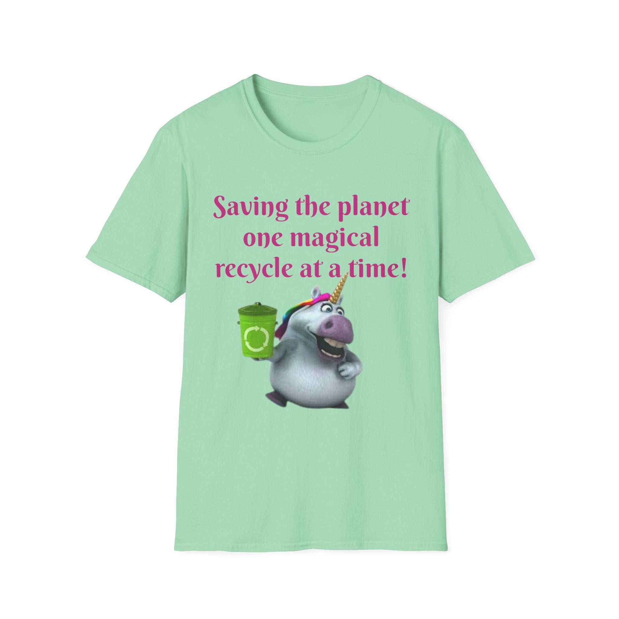 Saving The Planet One Magical Recycle At A Time! Unicorn Unisex Softstyle T-Shirt