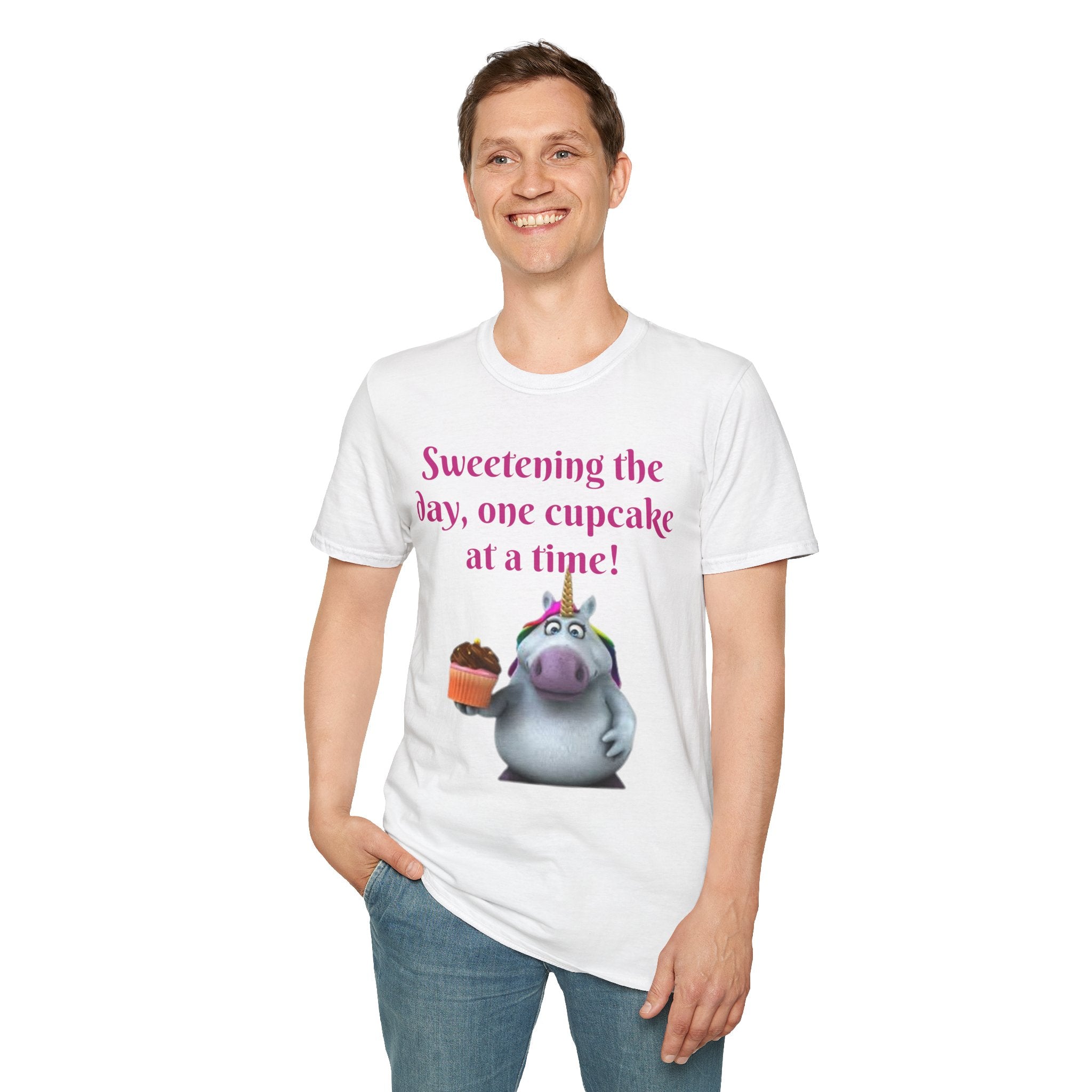 Sweetening The Day, One Cupcake At A Time! Unicorn Unisex Softstyle T-Shirt