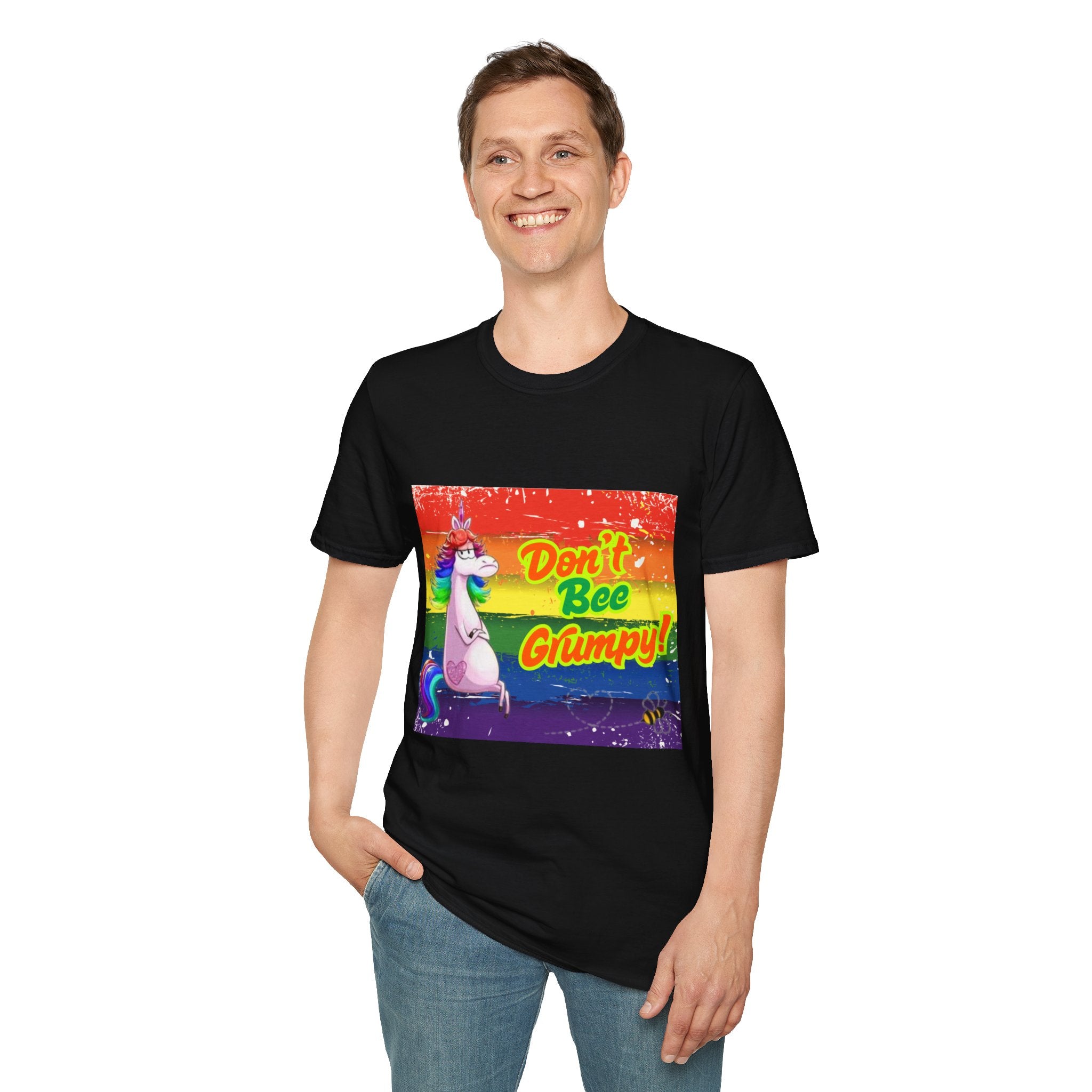 Don't Bee Grumpy Rainbow Unisex Softstyle T-Shirt