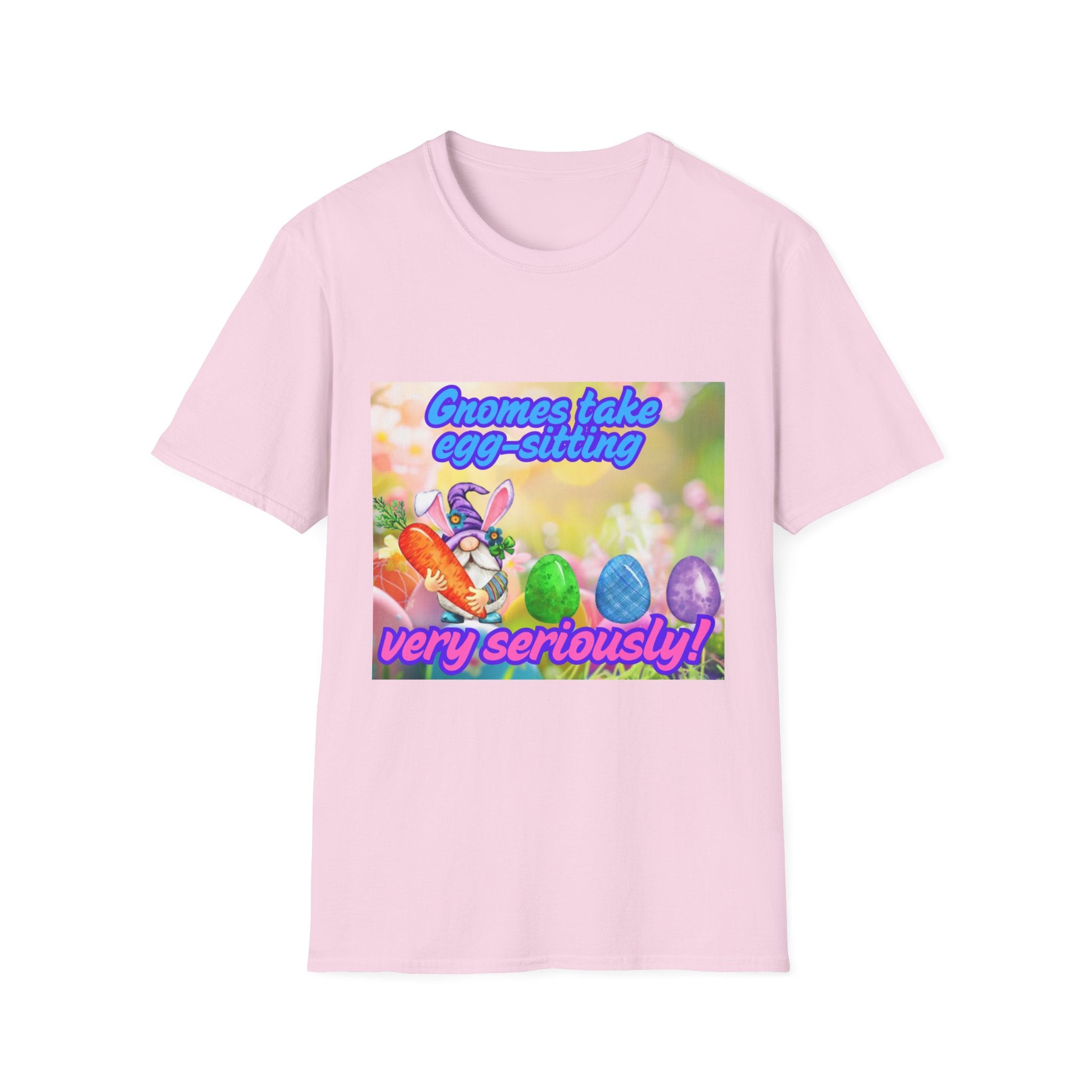 Gnomes Take Egg-Sitting Very Seriously Unisex Softstyle T-Shirt