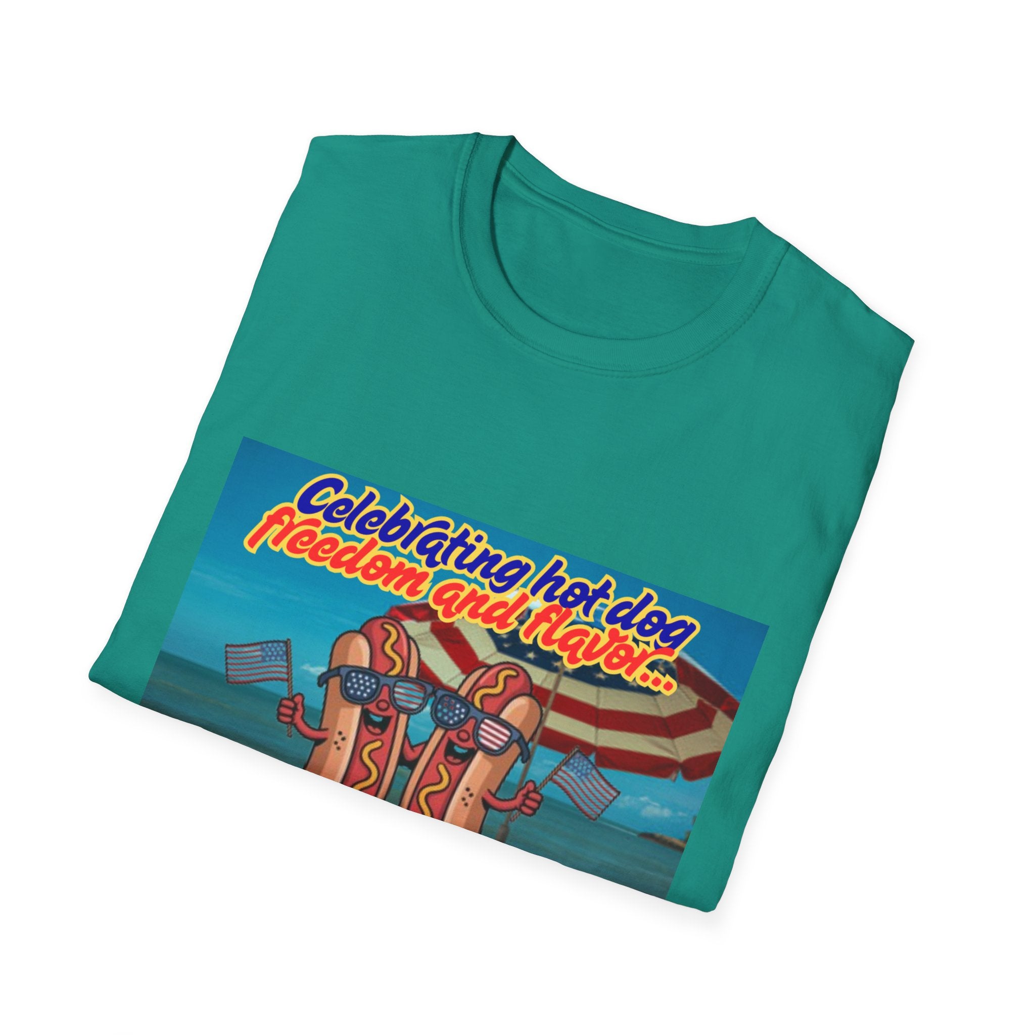 Celebrating Hot Dog Freedom And Flavor Summer Style! Unisex Softstyle T-Shirt