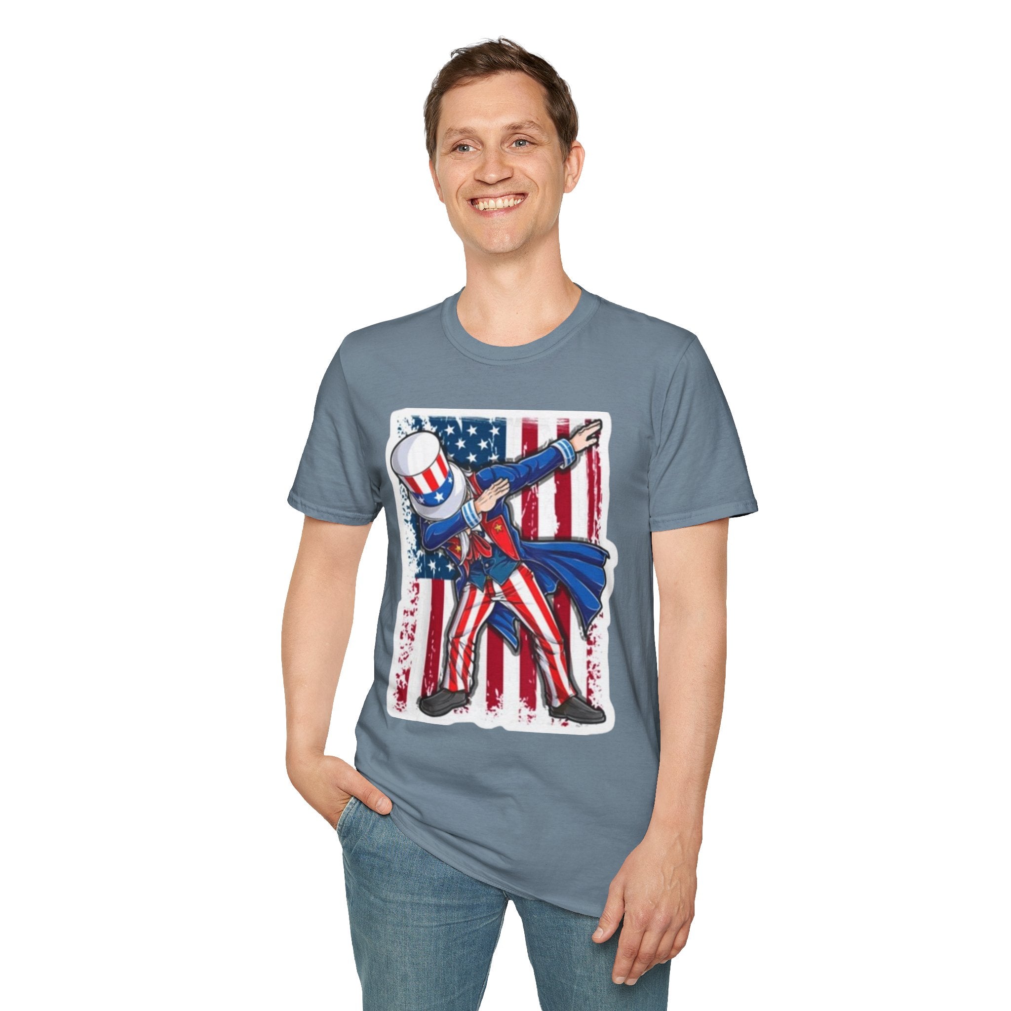 Patriotic Uncle Sam Dabbing Unisex Softstyle T-Shirt