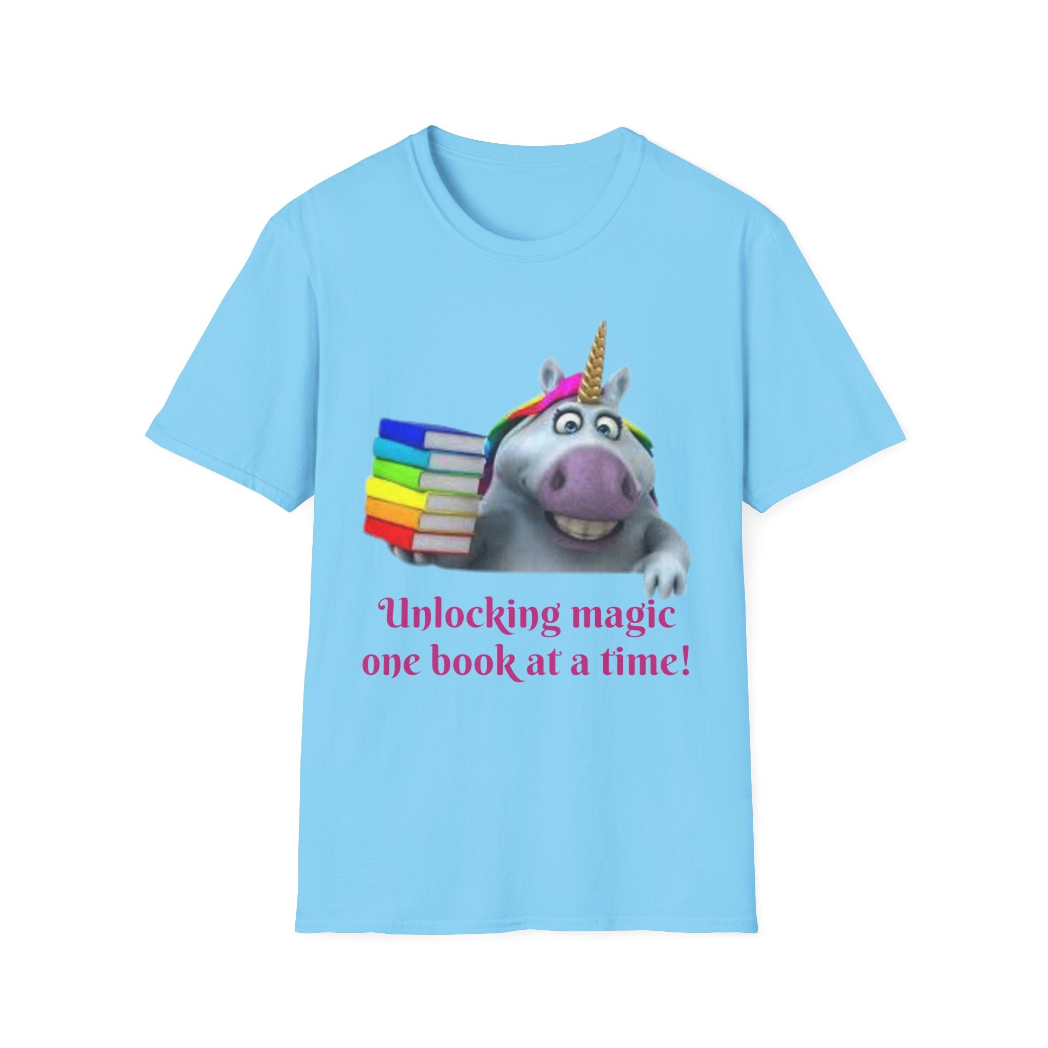 Unlocking Magic, One Book At A Time! Unicorn Unisex Softstyle T-Shirt