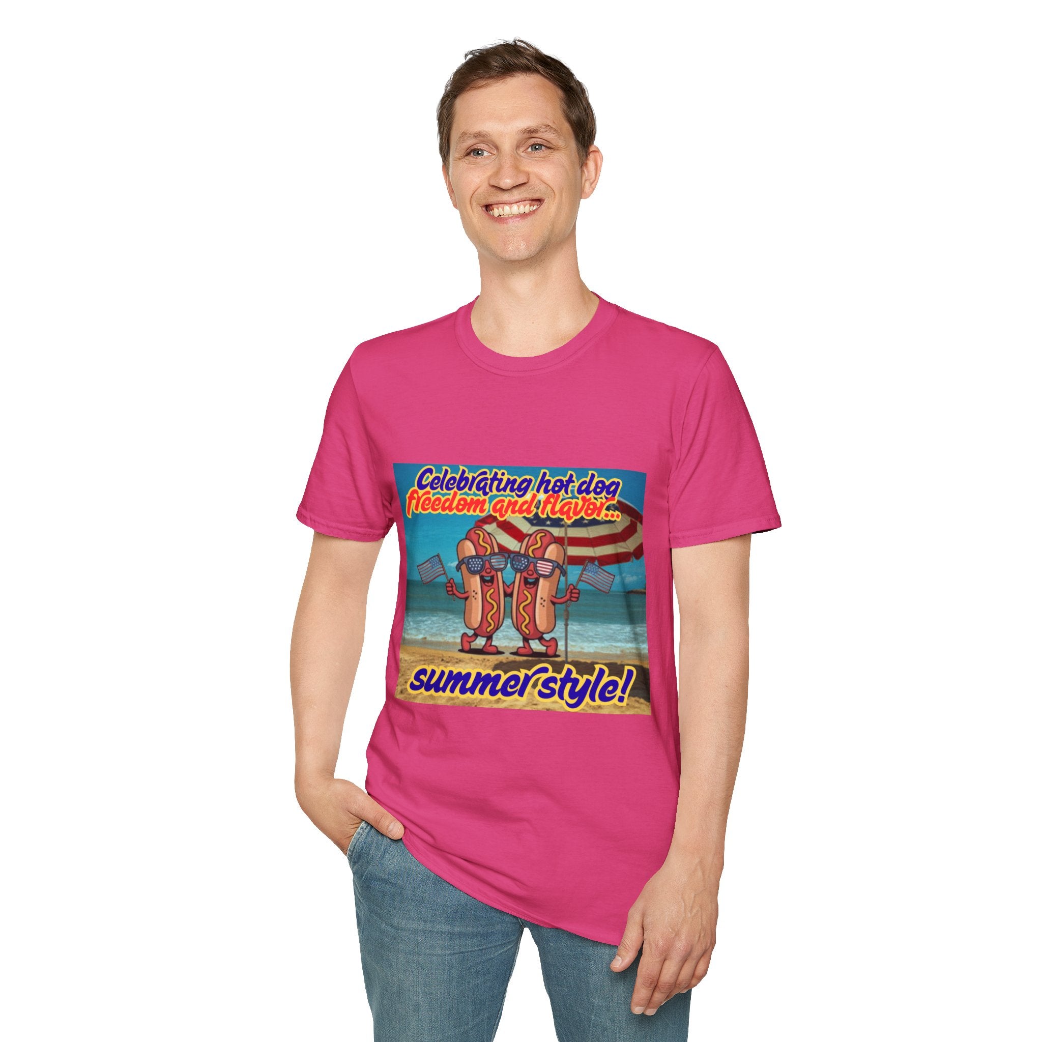Celebrating Hot Dog Freedom And Flavor Summer Style! Unisex Softstyle T-Shirt