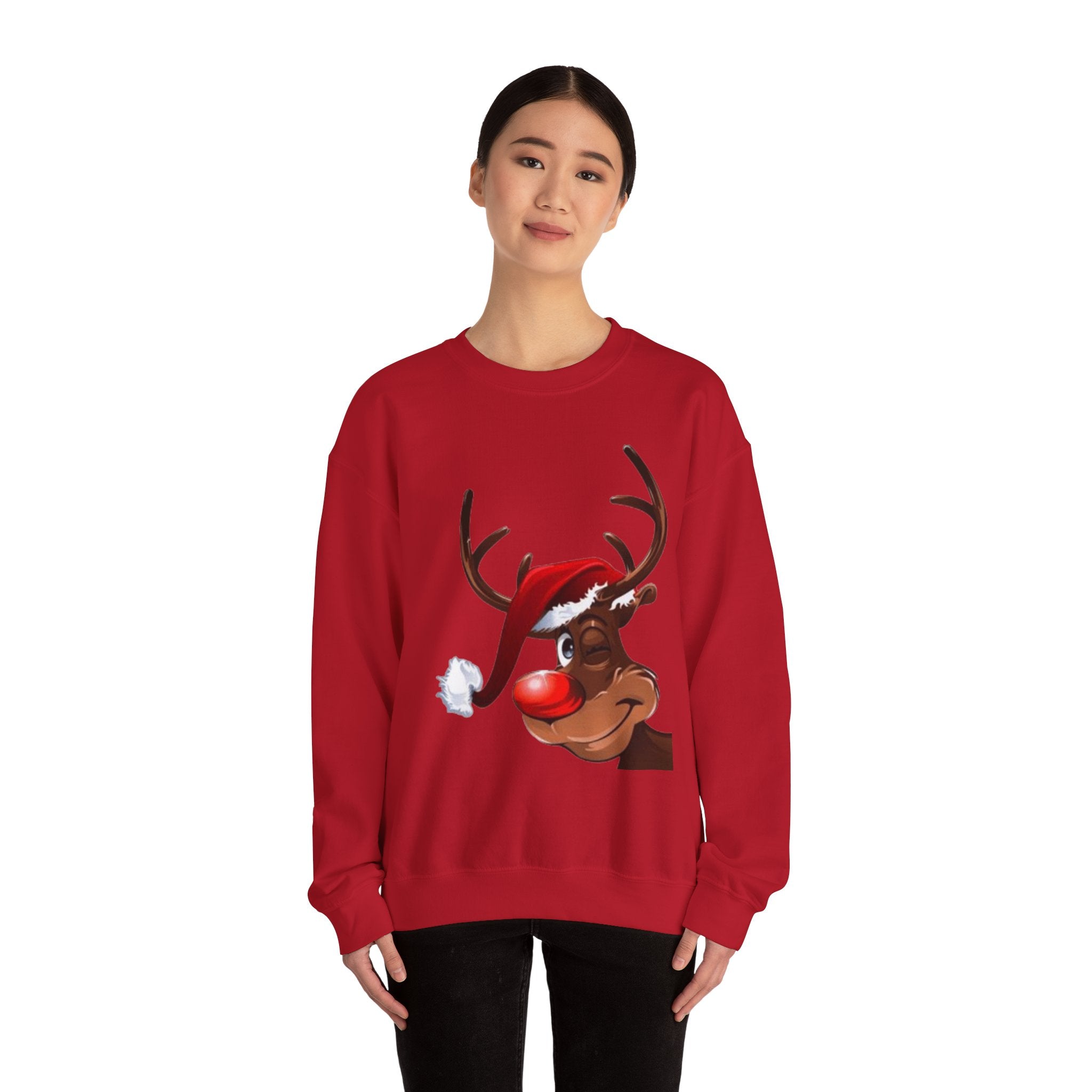 Festive Reindeer Unisex Heavy Blend™ Crewneck Sweatshirt