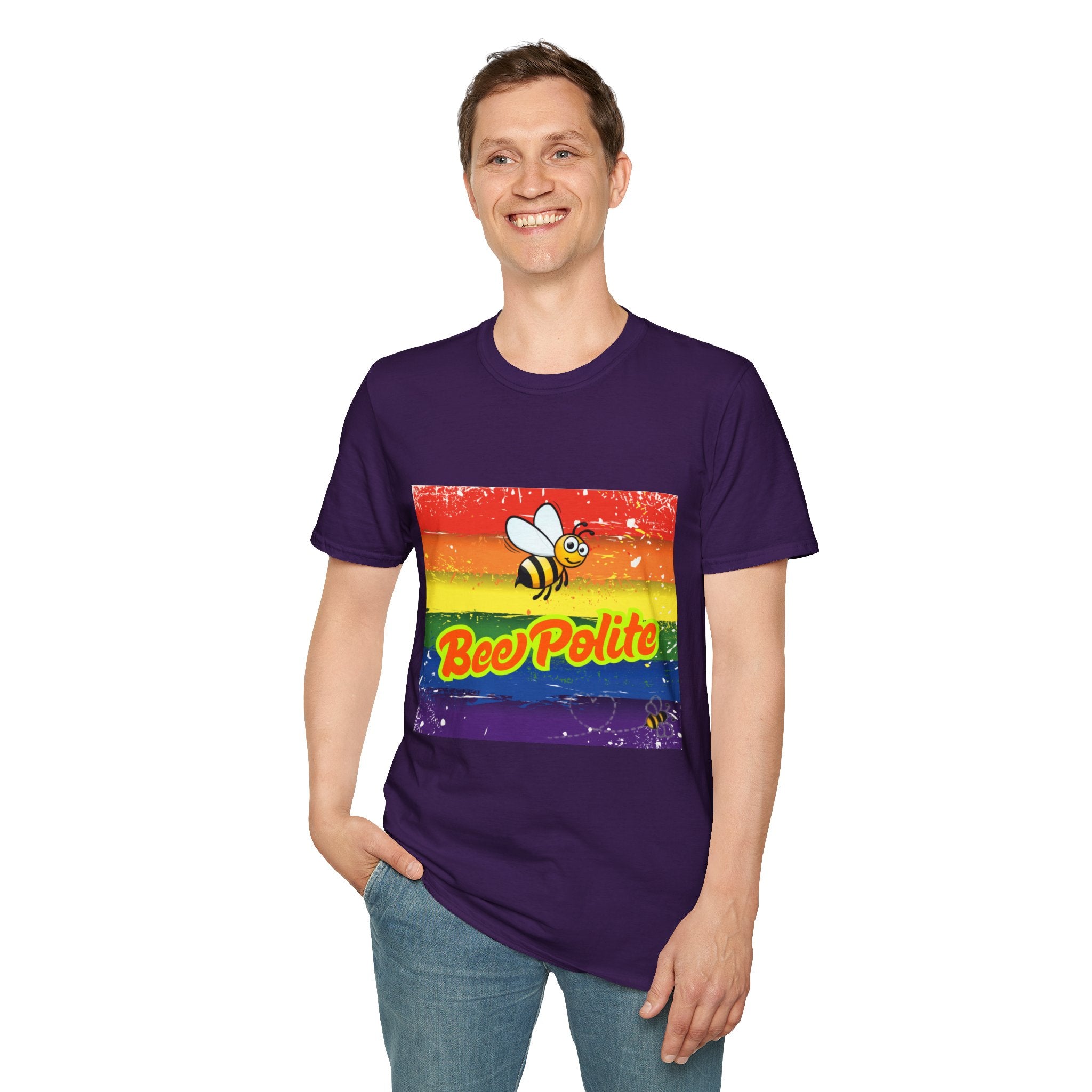 Bee Polite Rainbow Unisex Softstyle T-Shirt