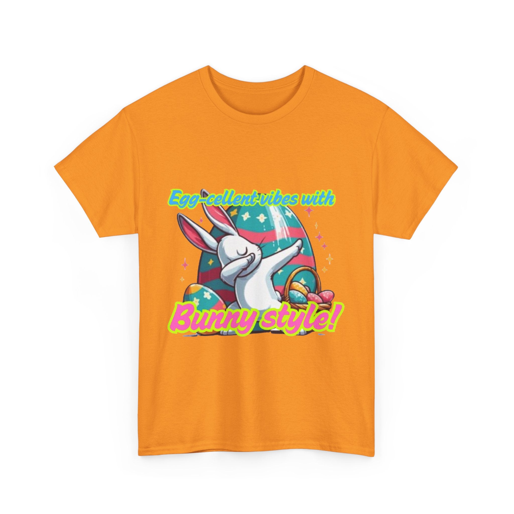 Egg-cellent Vibes With Bunny Style Unisex Heavy Cotton T-Shirt