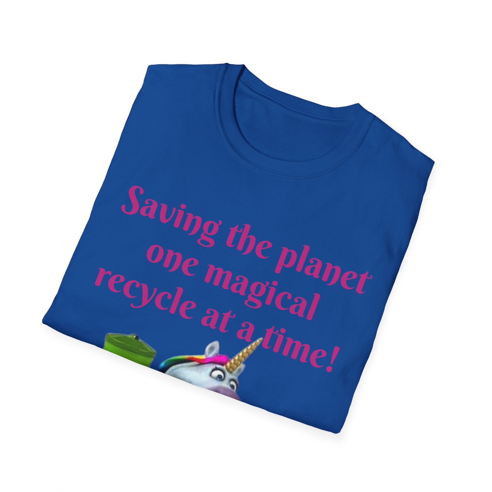 Saving The Planet One Magical Recycle At A Time! Unicorn Unisex Softstyle T-Shirt
