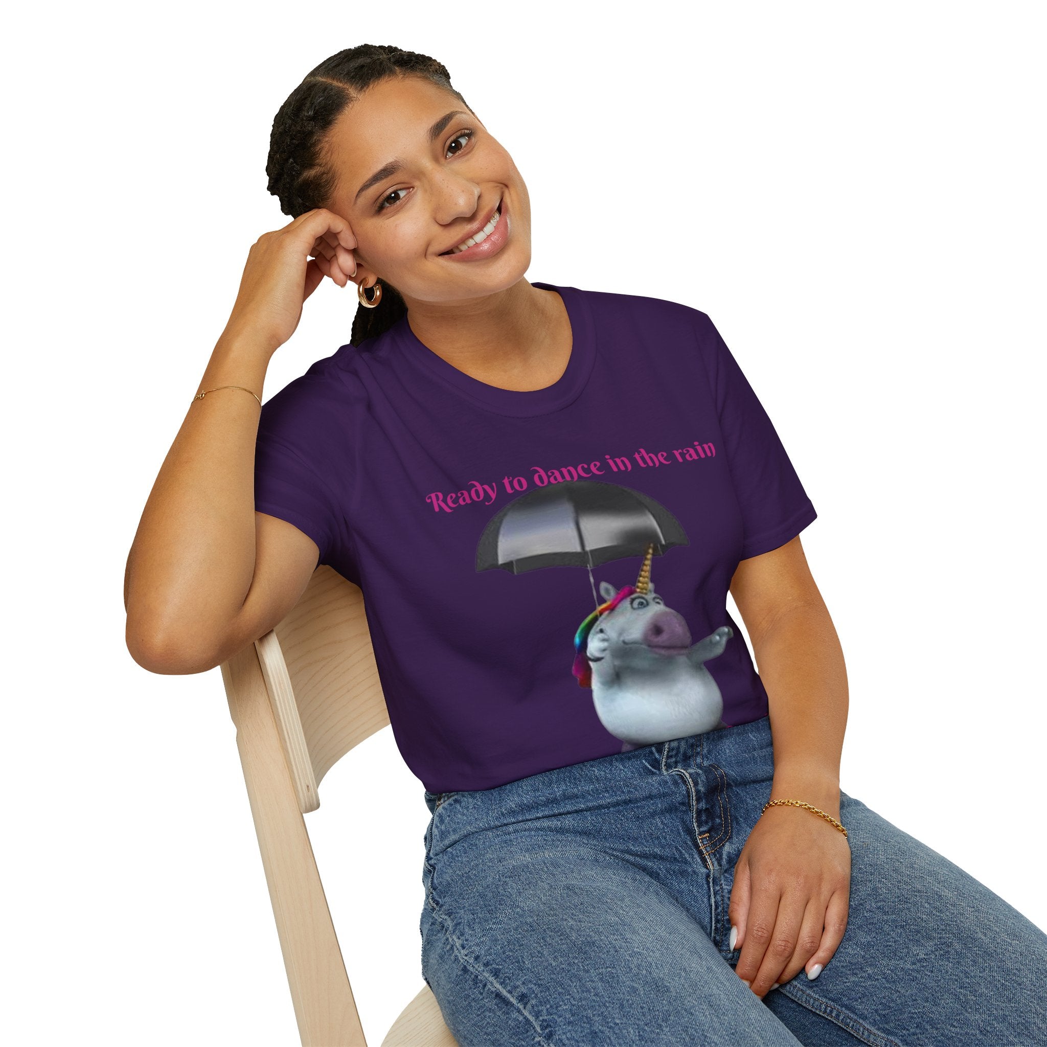 Ready to Dance In The Rain With A Splash Of Style Unicorn Unisex Softstyle T-Shirt