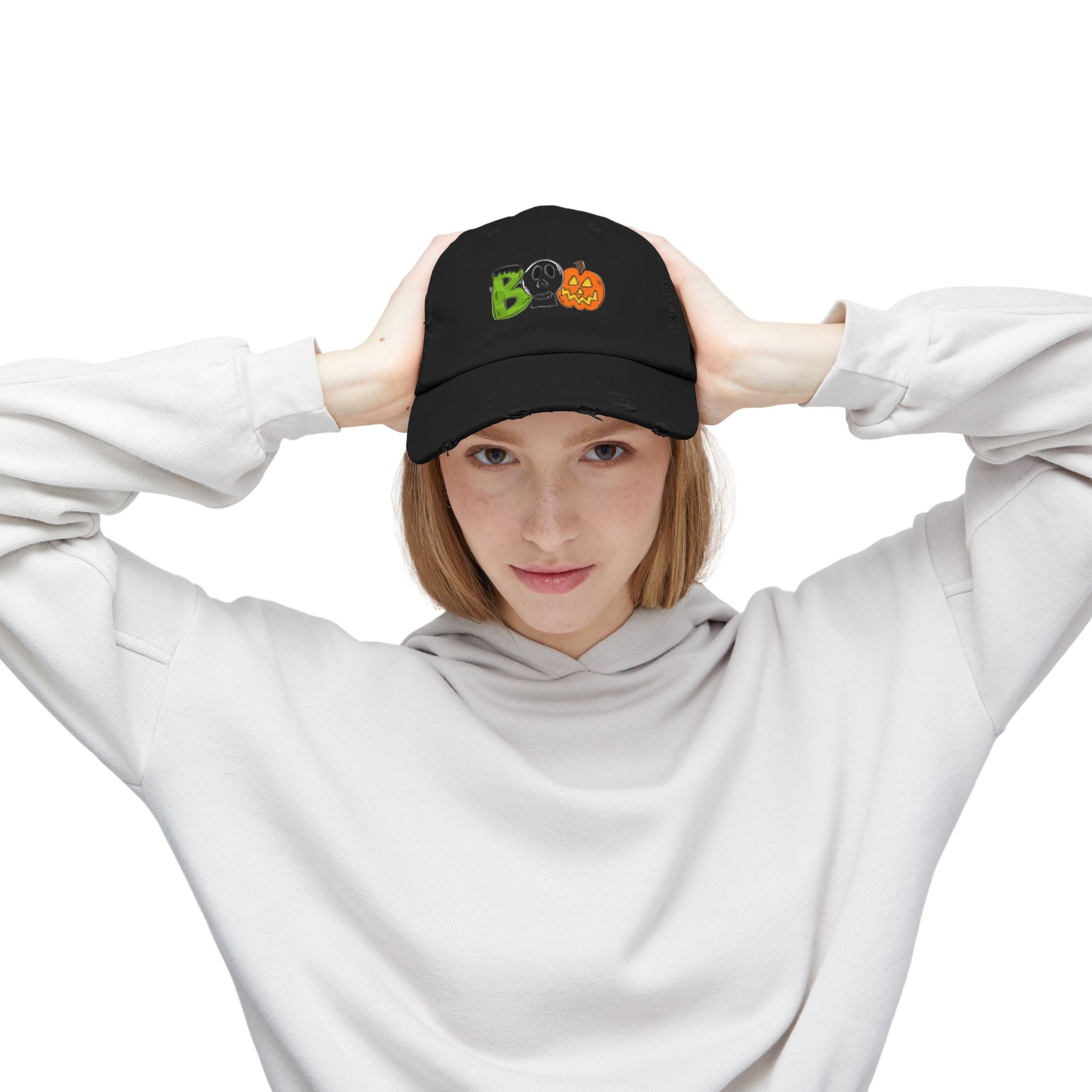 Halloween BOO Unisex Distressed Cap